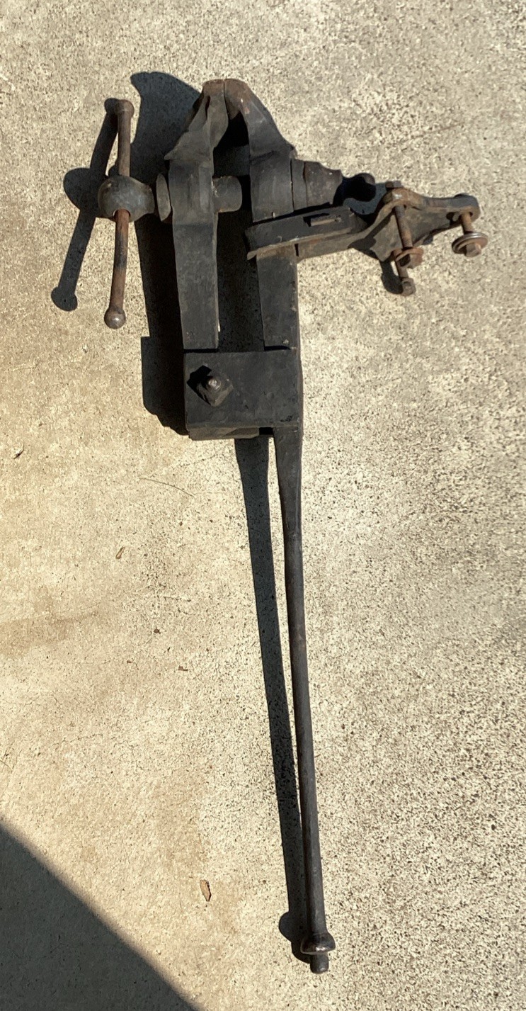 Antique Vintage Blacksmith Post Leg Vise Heavy Duty, Metal working 41” 50+ Lbs