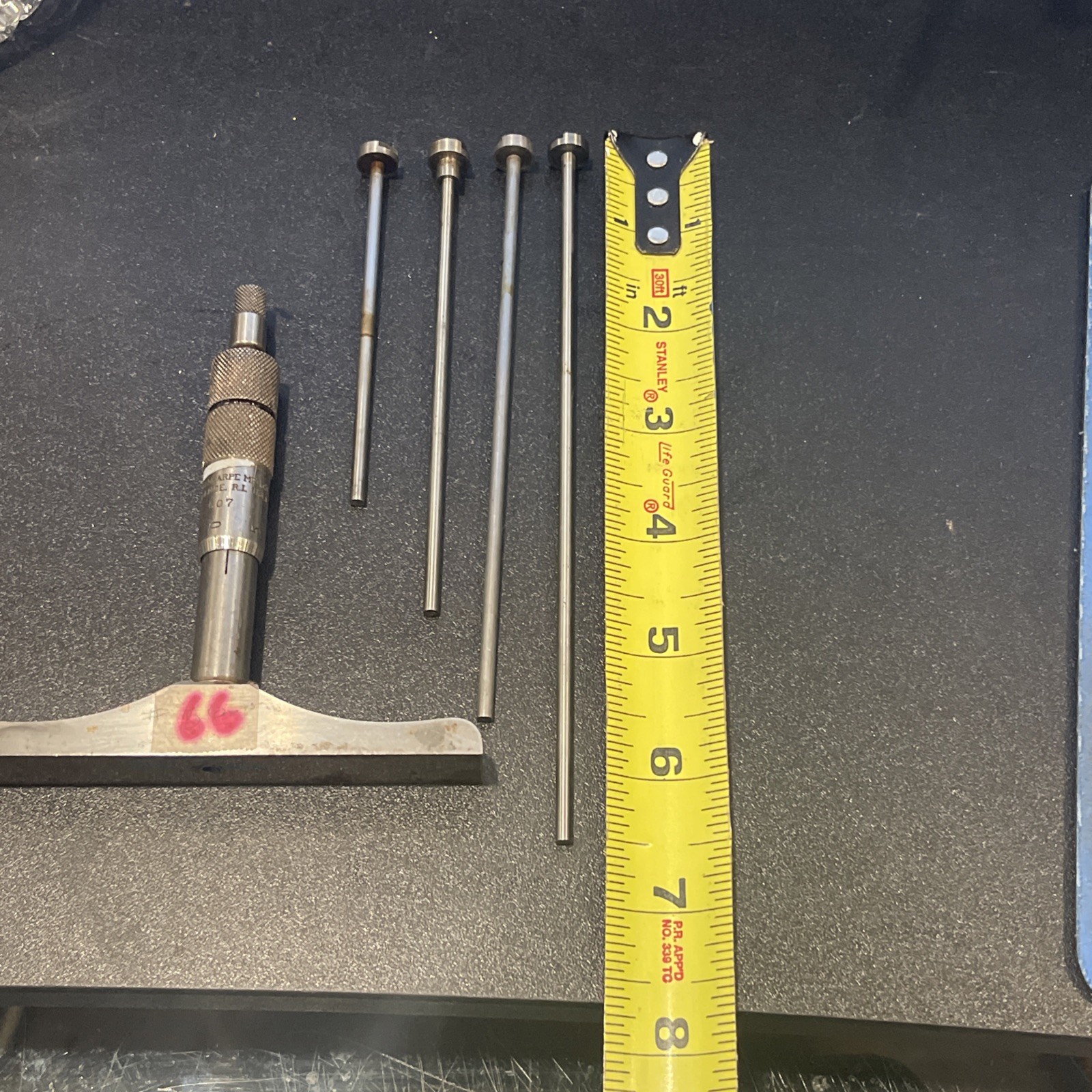 VTG Brown & Sharpe No. 607 Depth Micrometer Gage w/ 4 Rods USA