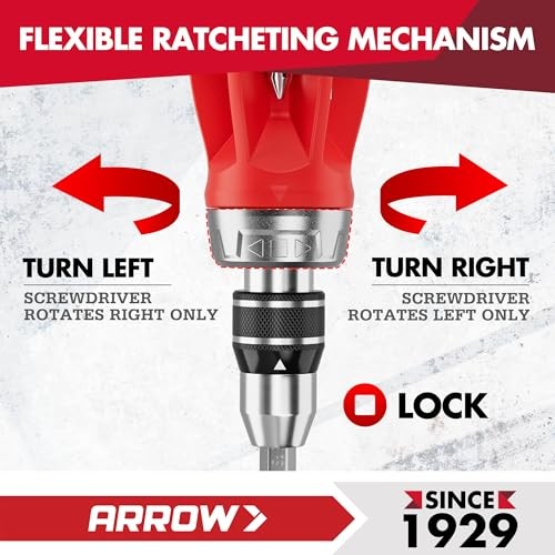 ARROW Ratcheting Screwdriver, 12-IN-1 Multi Bit Ratchet Screwdriver set, Stubby