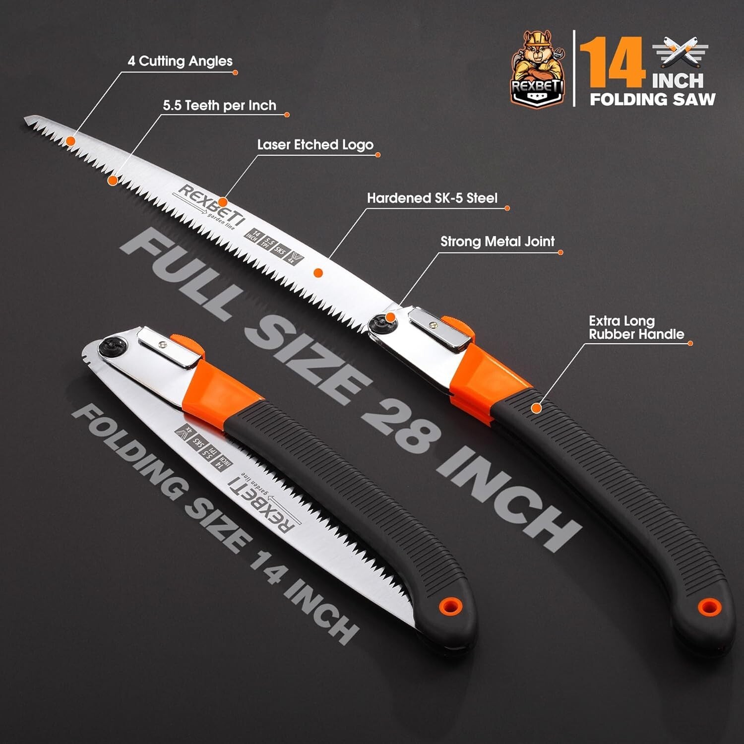 REXBETI Folding Hand Saw Heavy Duty for Camping, Wood Cutting & Survival