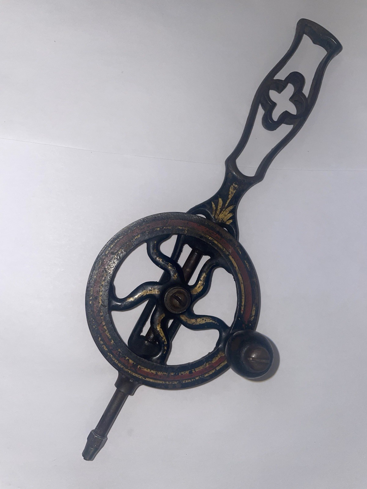 Ornate Pinstriped WHITNEY’S Eggbeater Hand Drill 10 1/2″ 1880’s Tower Lyon🌺🌺