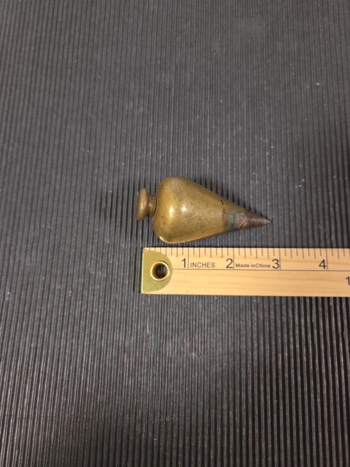 Antique Brass Plumb Bob Turnip Figural Plumb Bob Steel Tip 11 Ounces