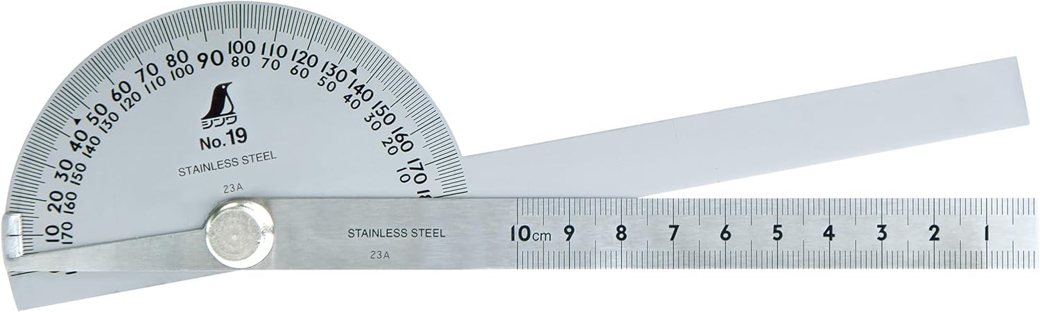SHINWA Protractor Stainless 2 poles Mini Silver 62490 No.19 JPN