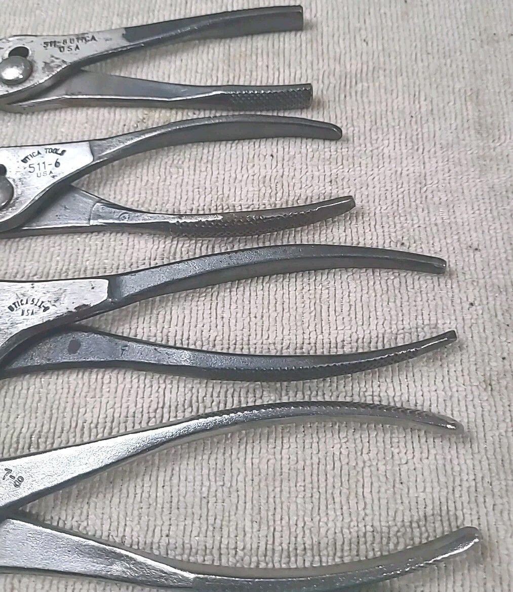 Vintage Lot Of 5 Utica Tools Pliers, Needle Nose 31-8 Triple Diamond Logo Etc.