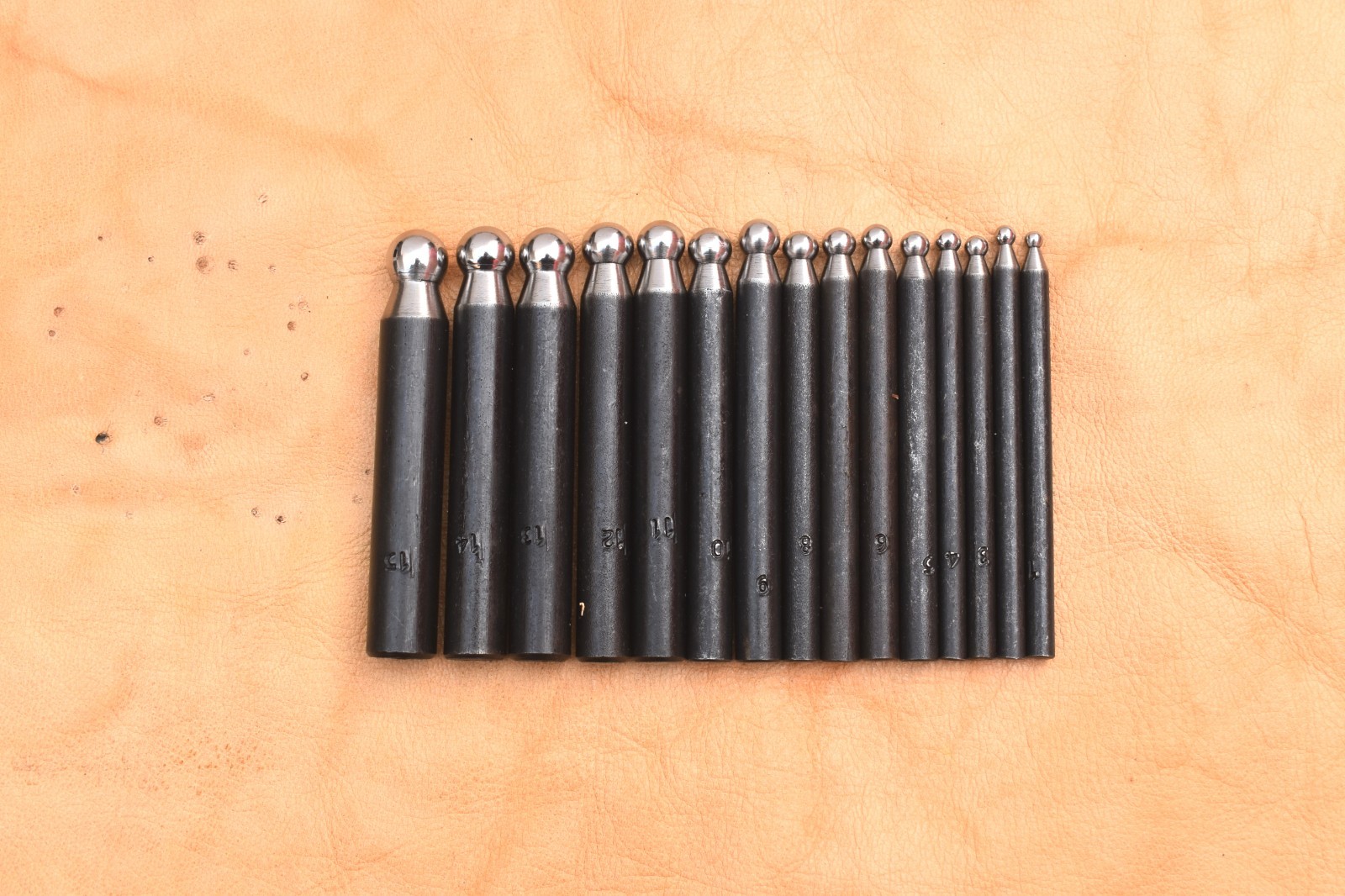handmade Blacksmith hand forged iron ball punch metal stamp die tool 15 pcs lot
