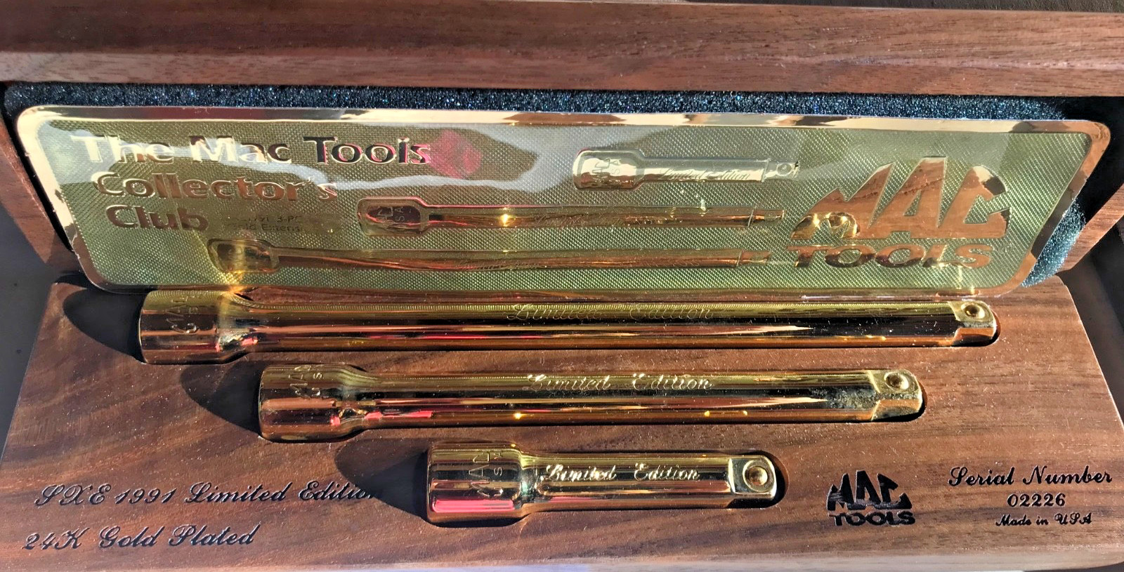 Mac Tools Limited Edition 24K Gold Plated Extension Set w/ Wood Case