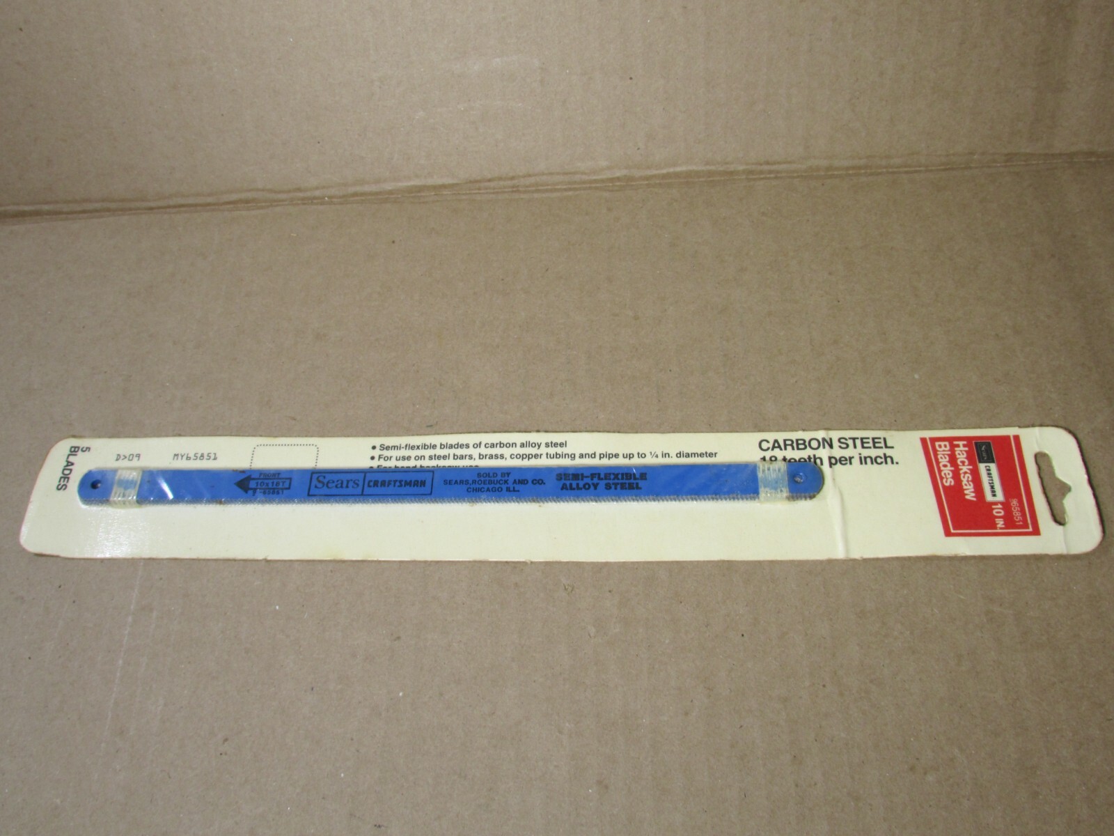 Vintage NOS Craftsman 10″ Hacksaw Blades on Card 9 65851