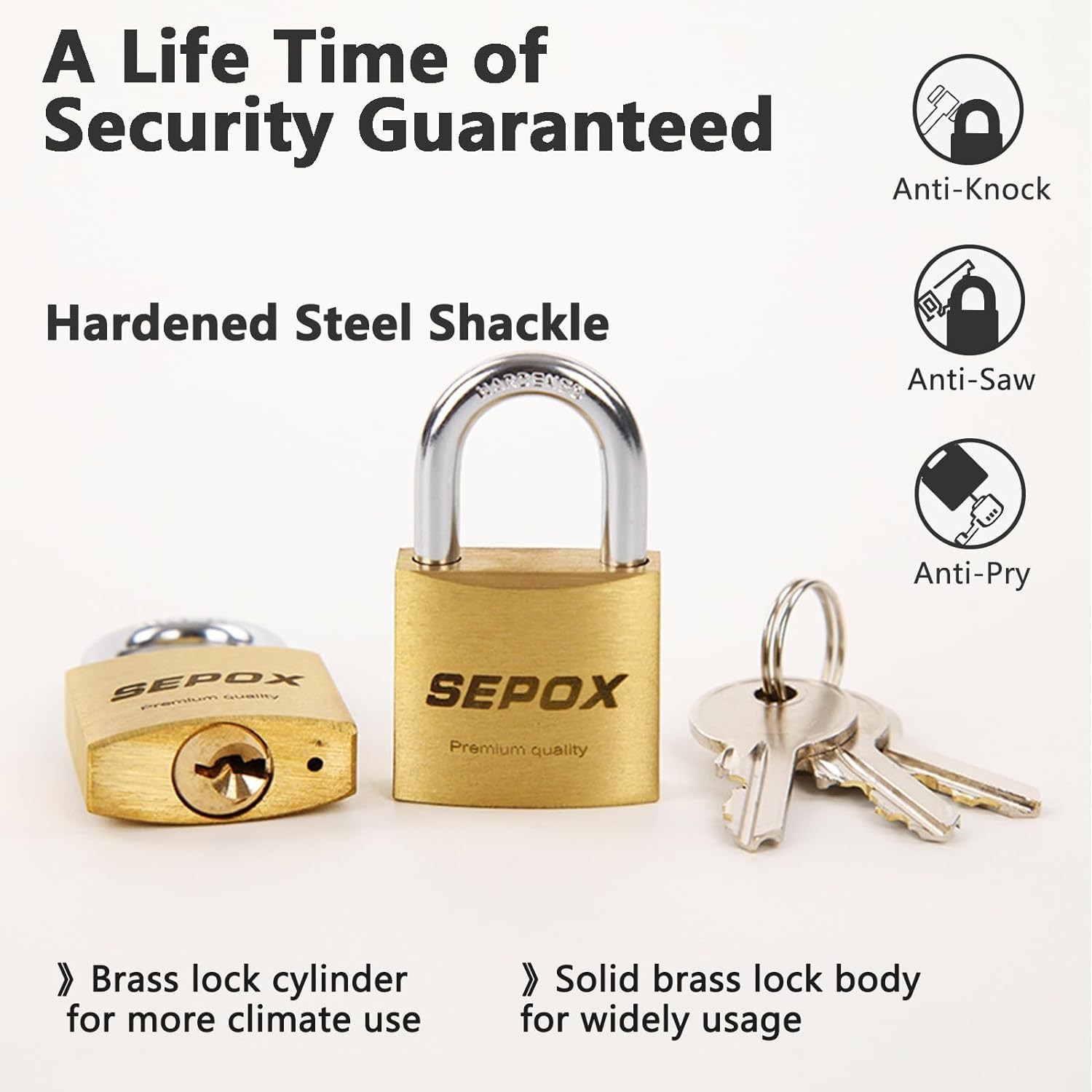® 3Pcs Pack Heavy-Duty Solid Brass Padlocks with Same Keys 4Pcs, Weather Proo…