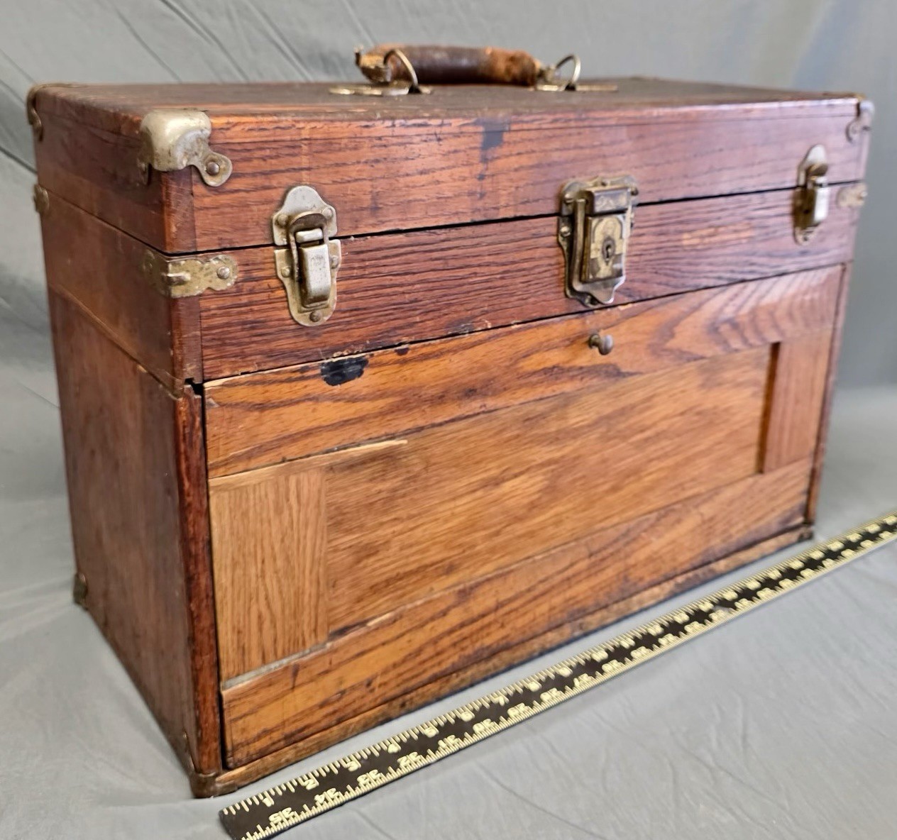 Antique National Tool & Chest Co. Star Chicago 7 Drawer Machinist Wooden Chest