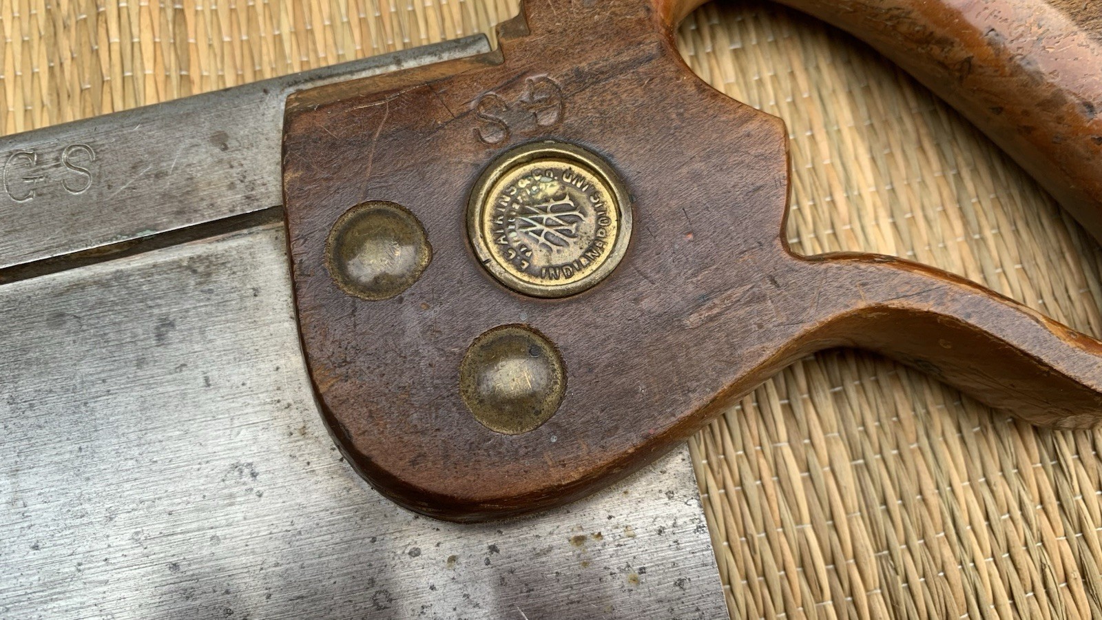 E.C. Atkins & Co. No. 2 14” Backsaw w/ Handle Silver Steel Logo Partly Visible