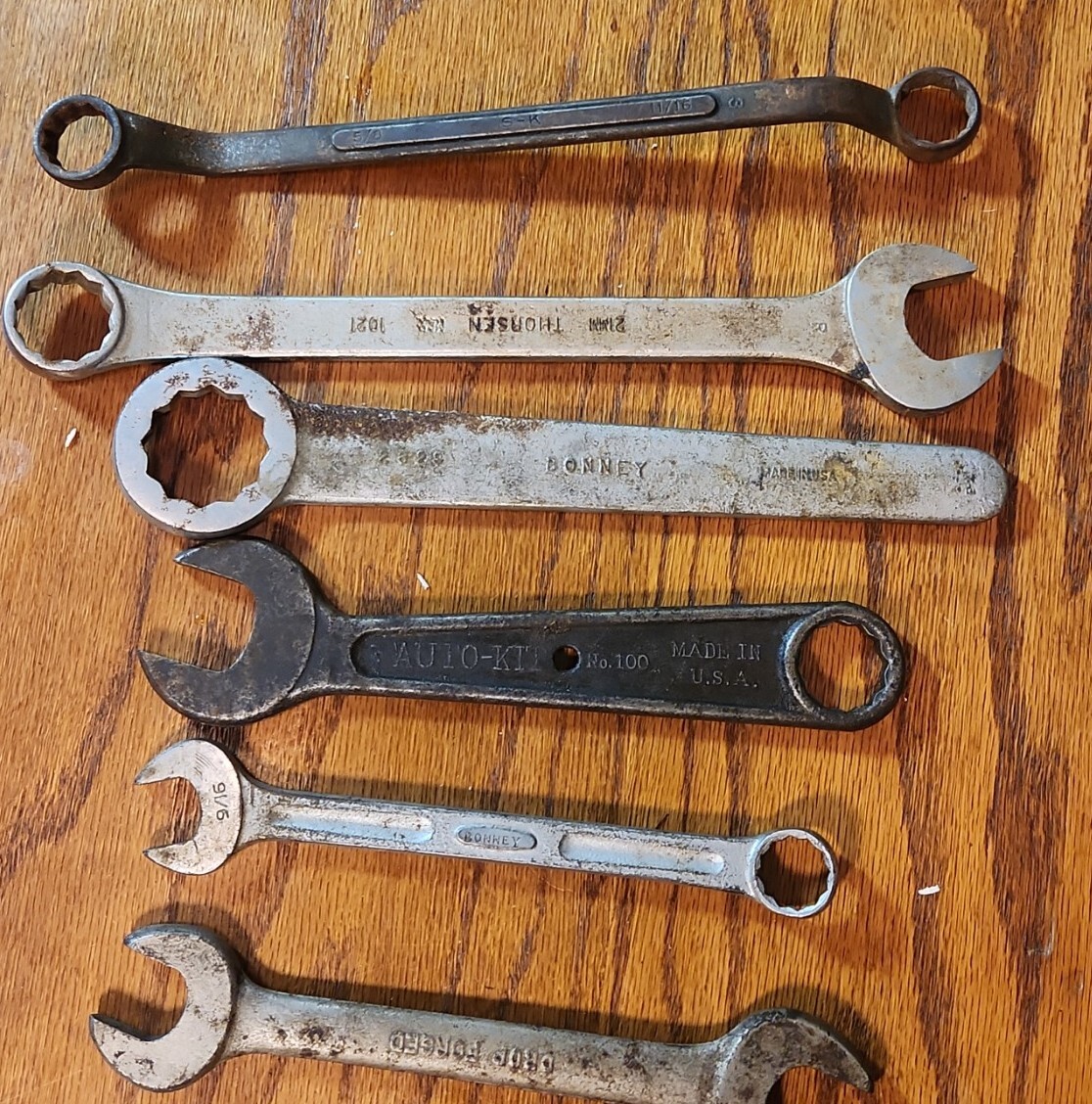 Vintage LOT Of 12 Forged Combination Wrenches Open End USA SK Bonney Auto Kit