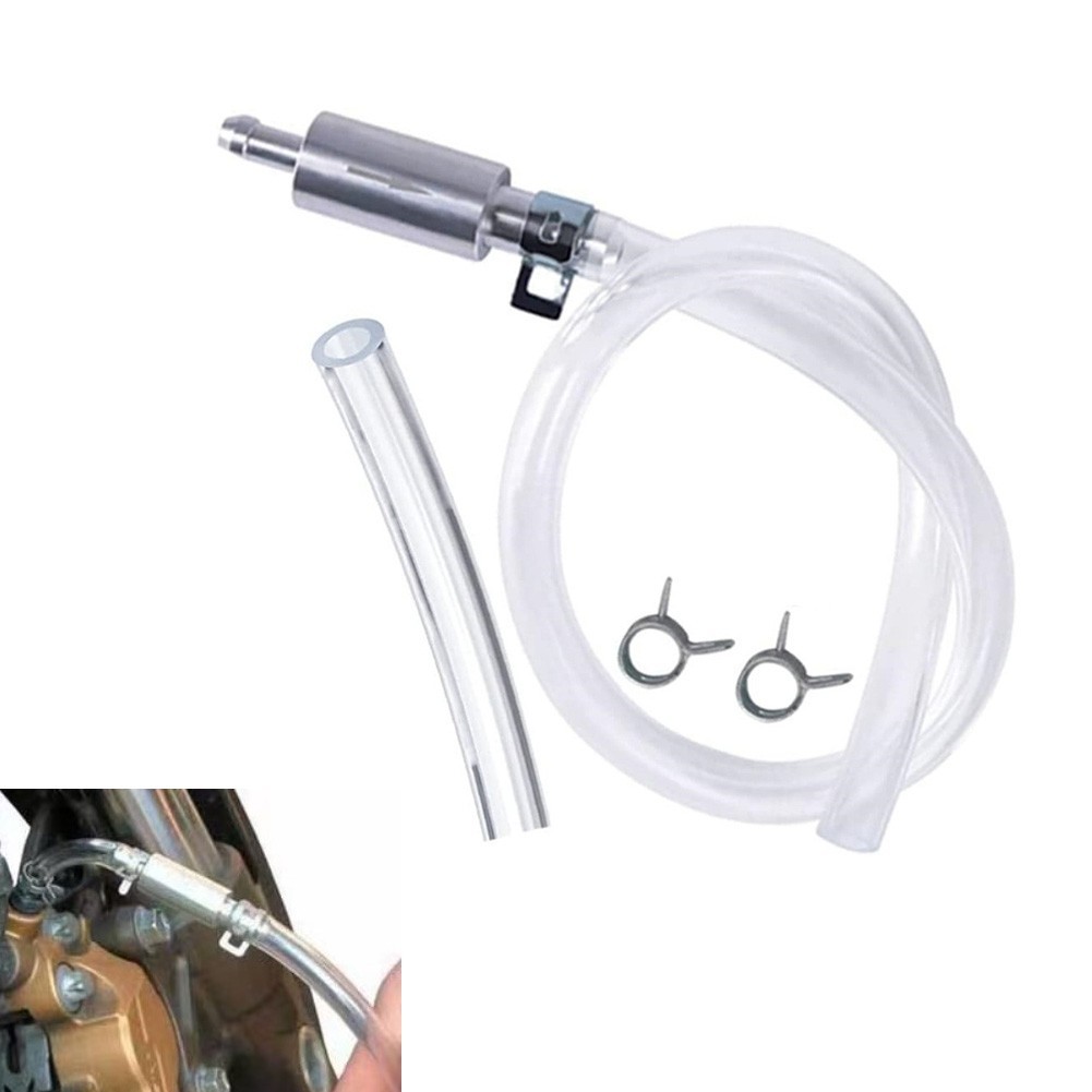 Clear Oil Brake Bleeder Hose, One Way Check Valve Tube Bleeding Tool Kit Silver
