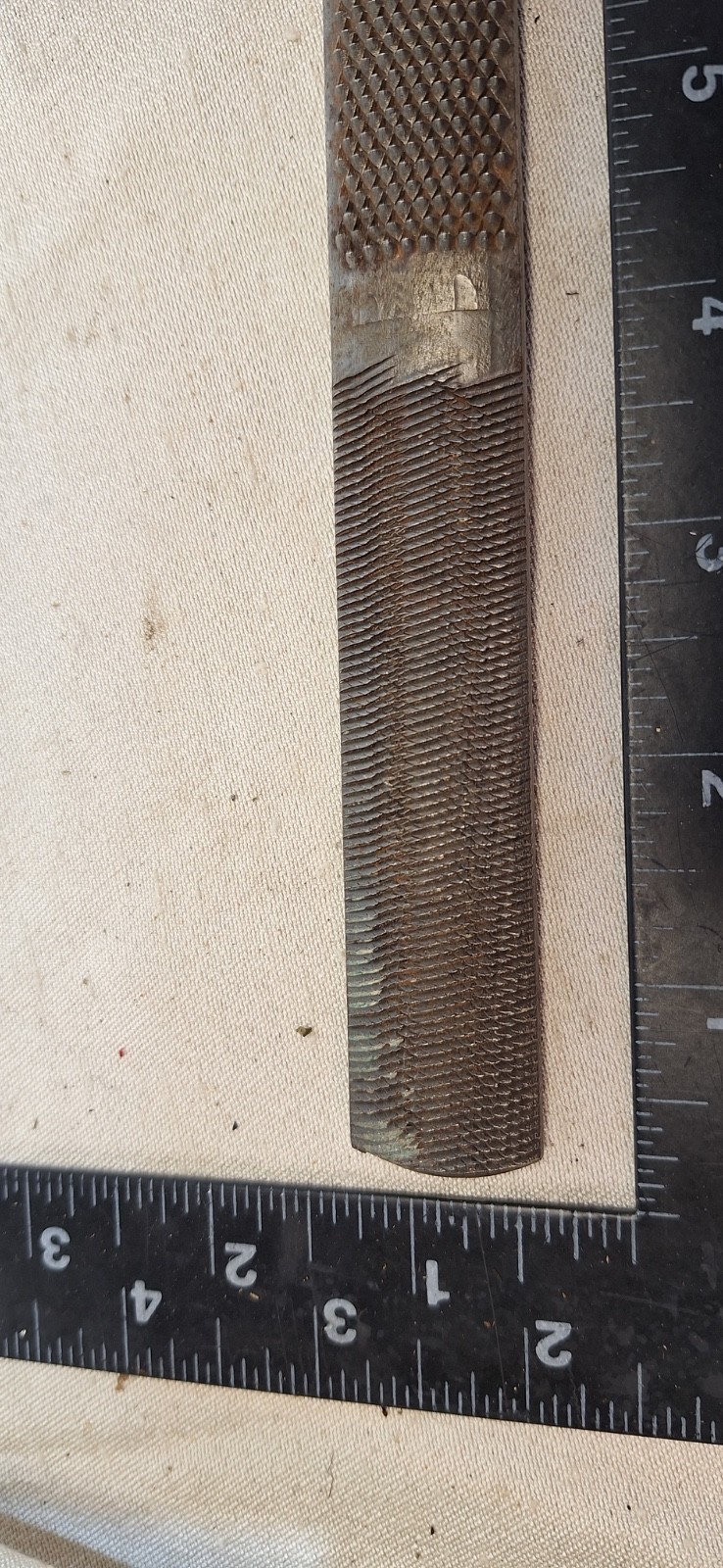 Vintage Belknap Blue Grass 8″ flat Ferrer file great logo 4 way file