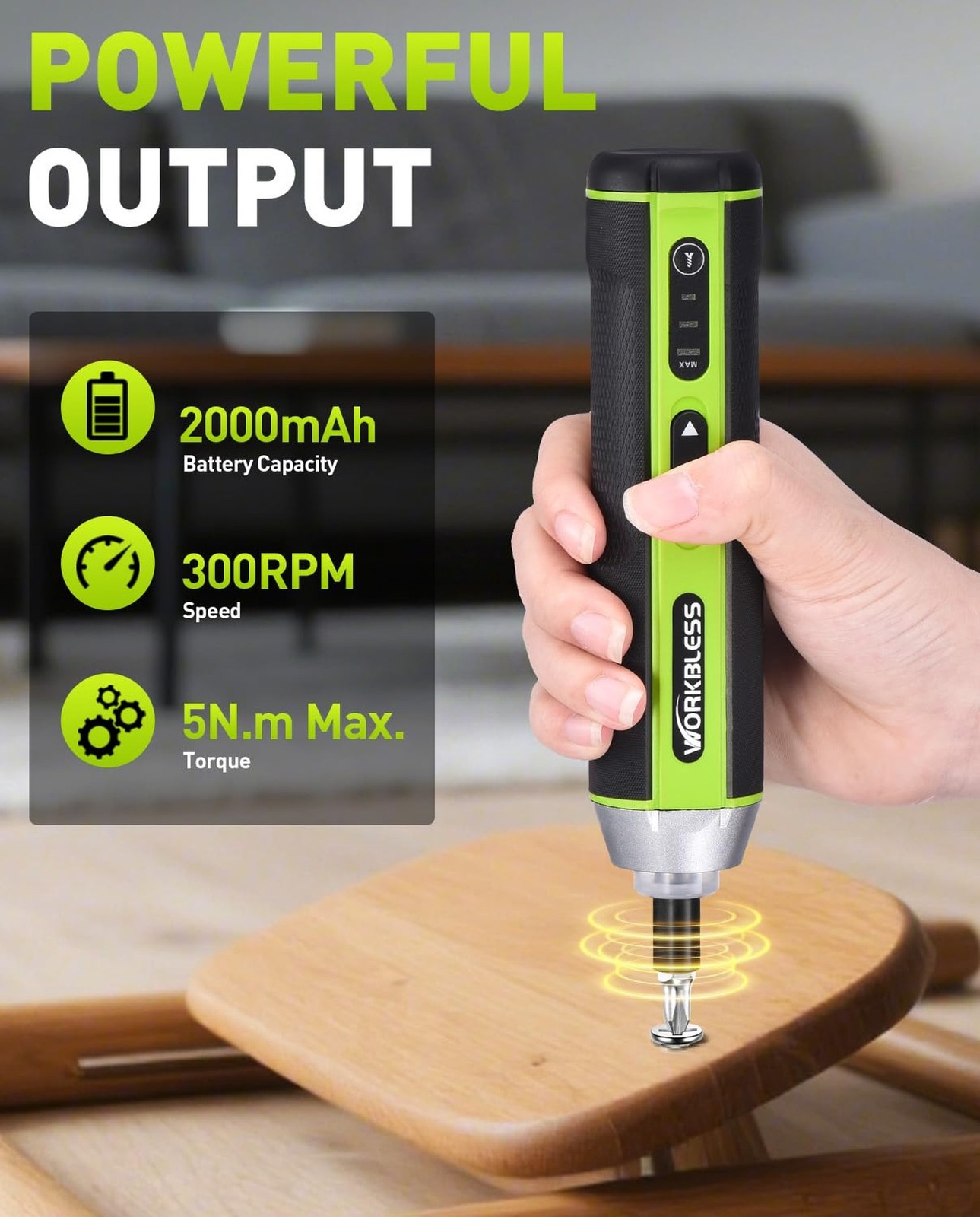 Electric Screwdriver Set, 3.7V Cordless Screwdriver with 3 Torque Settings, 3…