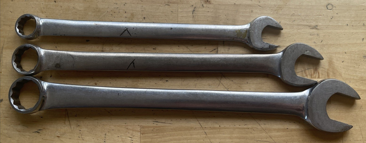 Vintage Set of 3 Blue-Point by Snap-on OEX Wrenches OEX 16, 20 and 24.
