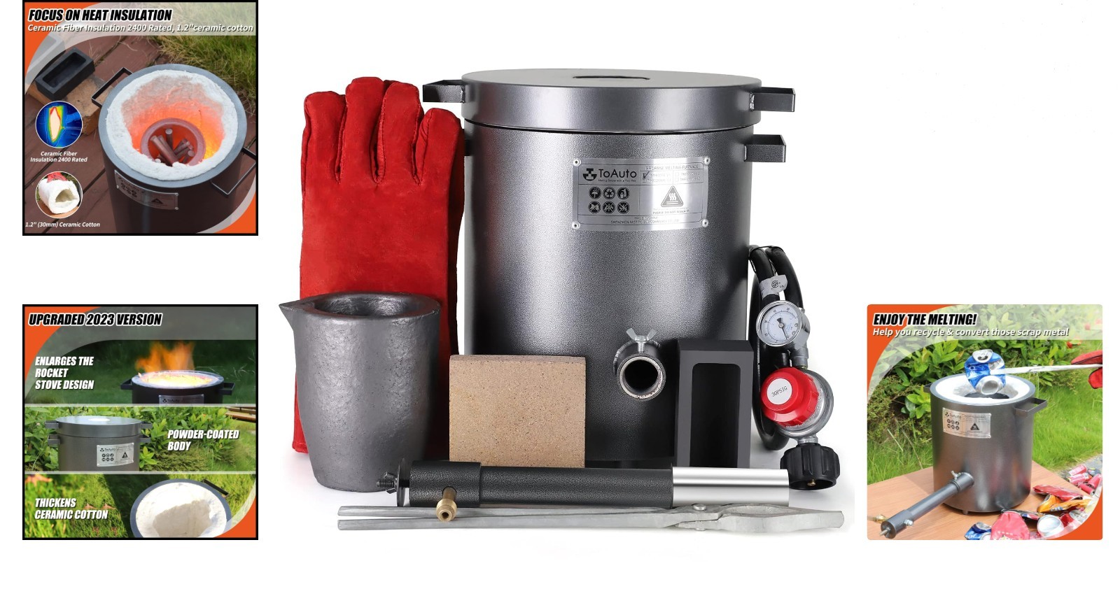 6KG Propane Melting Furnace Kit with Graphite Crucible for Gold Silver Copper…
