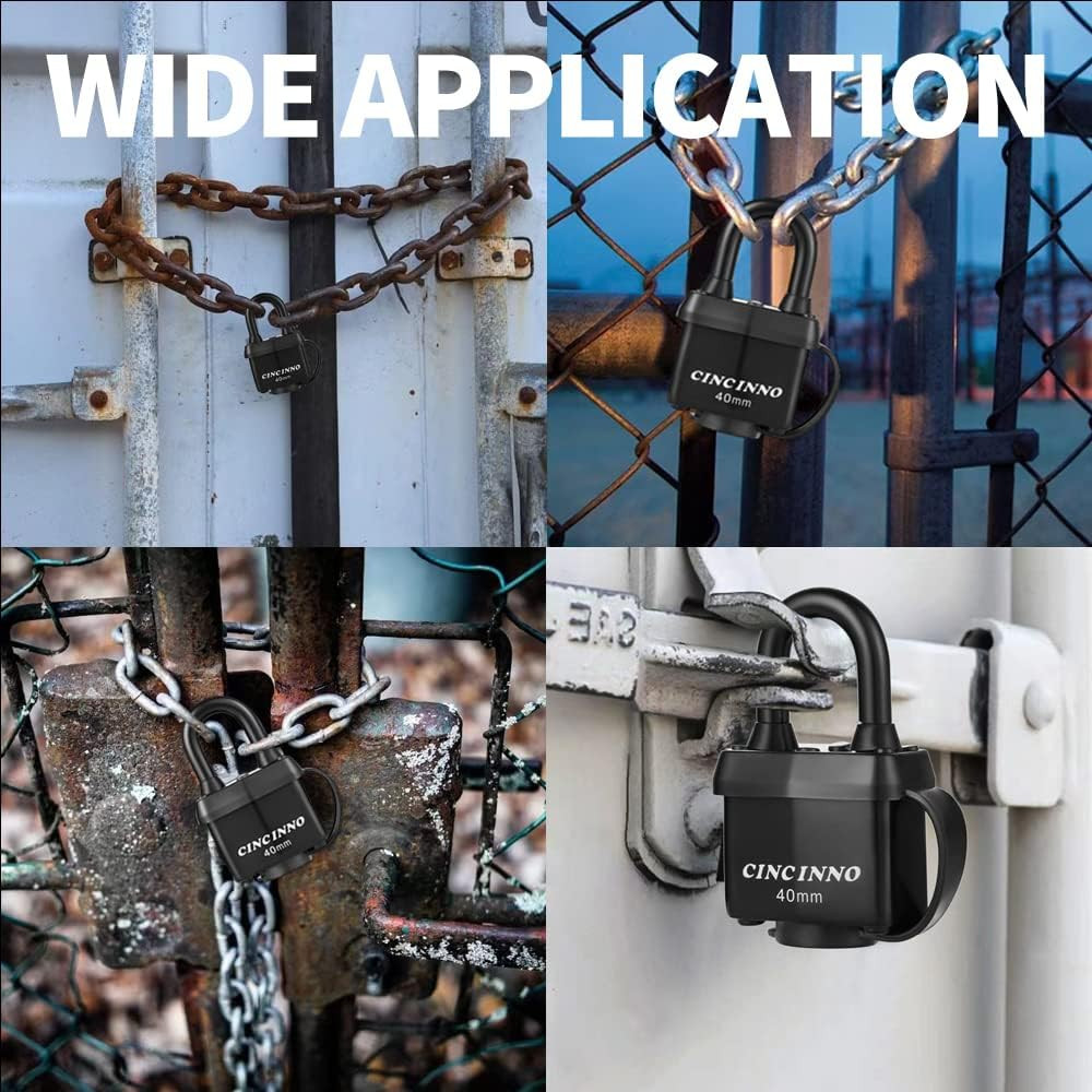 Weatherproof Padlocks for Outdoor Use, 6 Pack Keyed Alike Padlocks with 1-9/1…