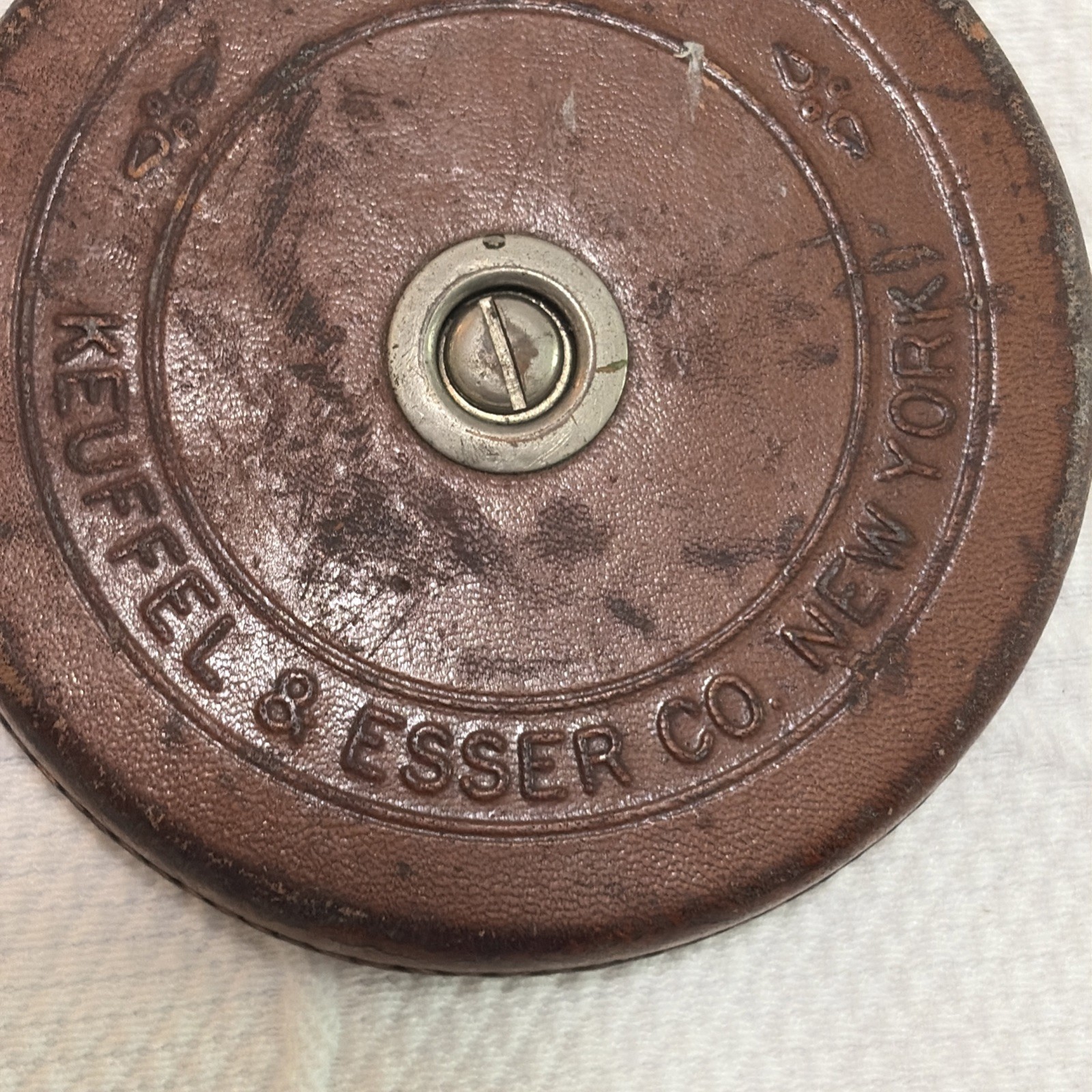 VINTAGE KEUFFEL & ESSER CO. NY “The Piccolo” LEATHER Bound TAPE MEASURE 50 Feet