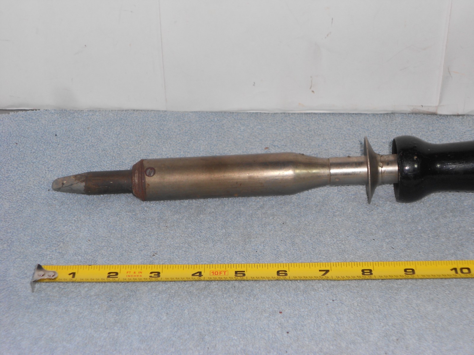 VINTAGE 15 in ELECTRIC SOLDERING IRON WOODEN HANDLE – TESTED WORKS WELL – L 465
