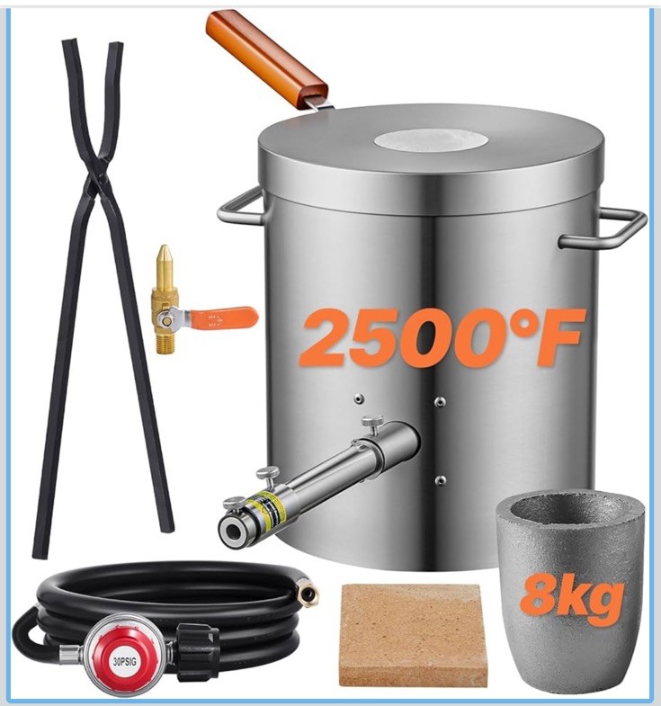 Propane Metal Melting Furnace 8Kg Durable Stainless Steel With Wooden Handle