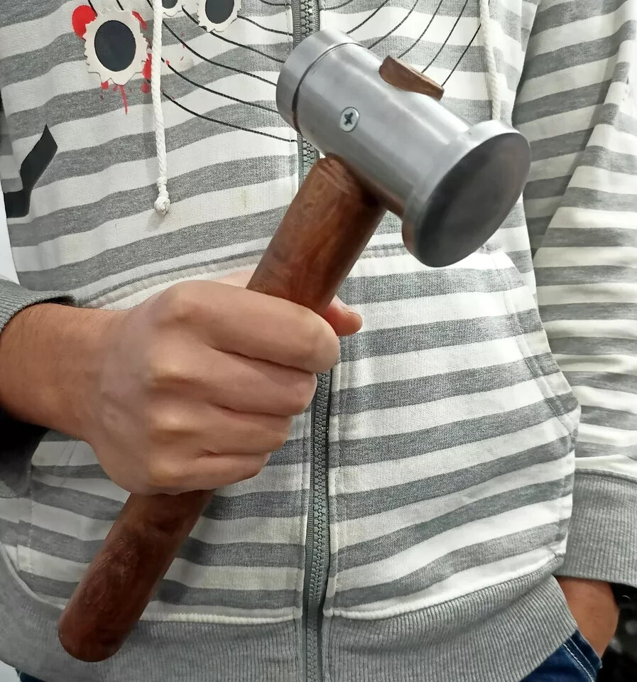 Silver Hammer Blacksmith Mallet for Precision Knife Making Heavy Duty Forging