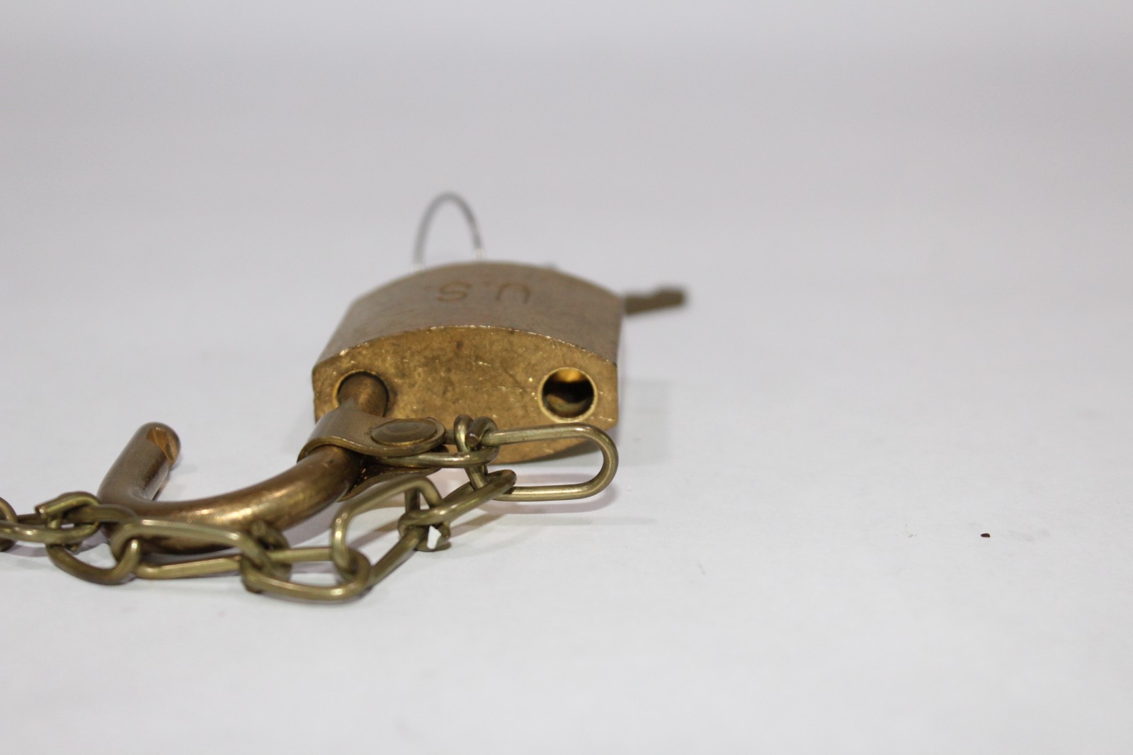 American Lock Company Collectible Brass Chain Padlock With 2 Keys