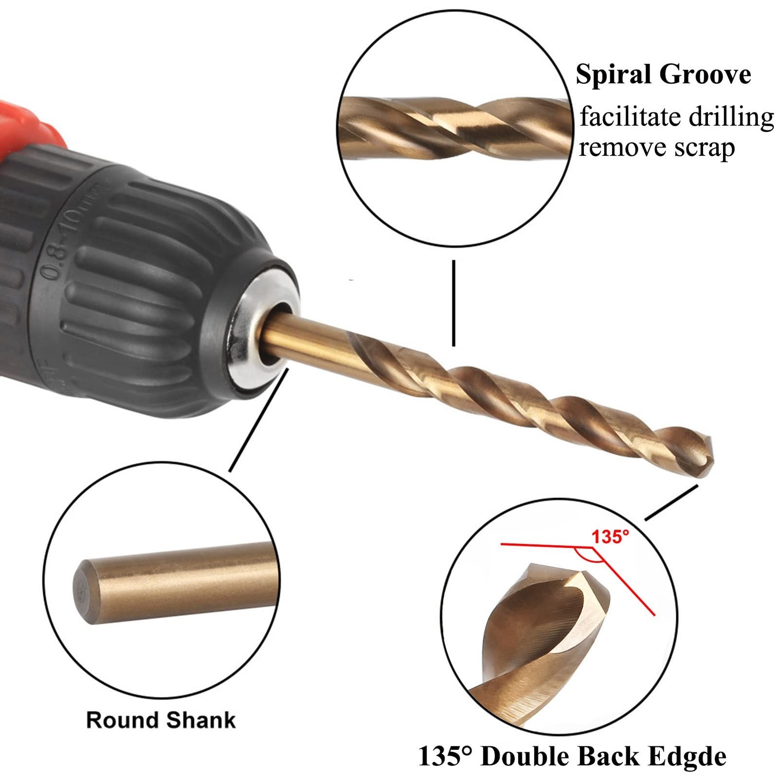 TA-VIGOR 2pcs 7mm Straight Shank Twist Drill Bit, High Speed Steel M35 Cobalt…