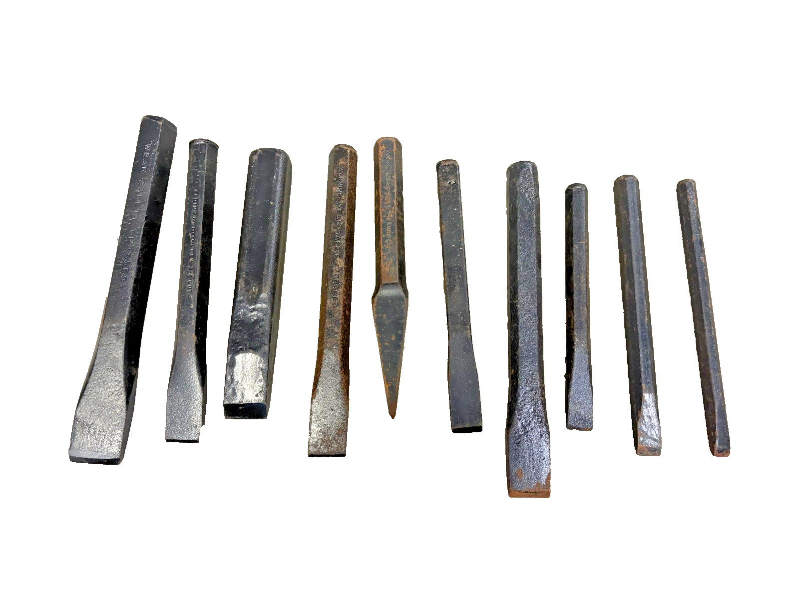 Set of 10 Proto and Stanley Reconditioned Steel Chisels USA READ
