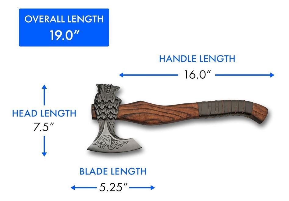 19″ Hammer Wolf Axe With Leather Sheath Burnt Ash Wood Handle