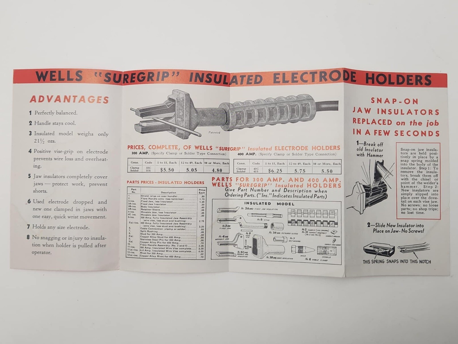 Wells Suregrip Electrode Holders Vintage Advertisement Manual