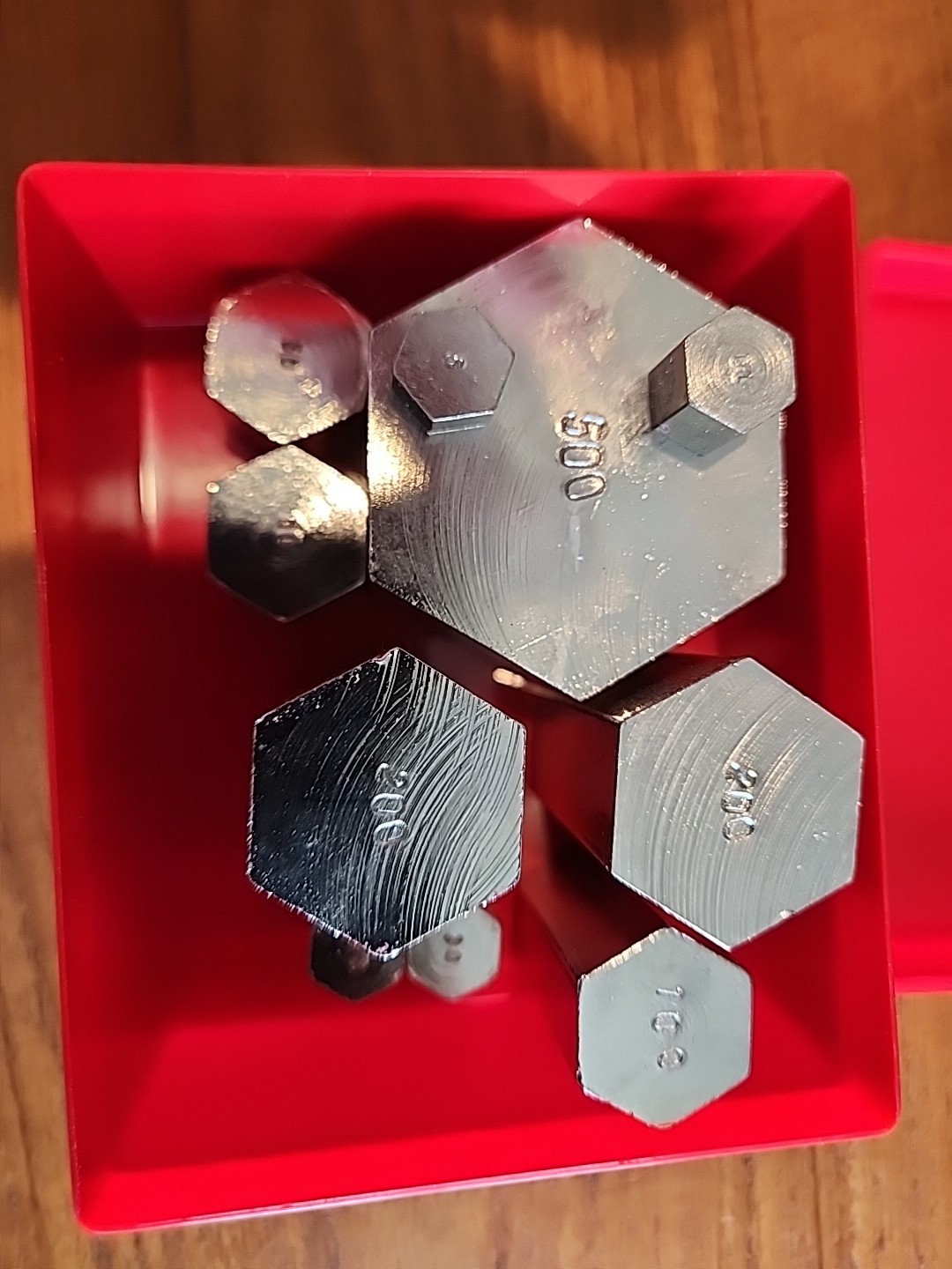 ETA Hexagon Precision Calibration Weights 500g 200g 100g 50g 20g 10g 5g As Seen