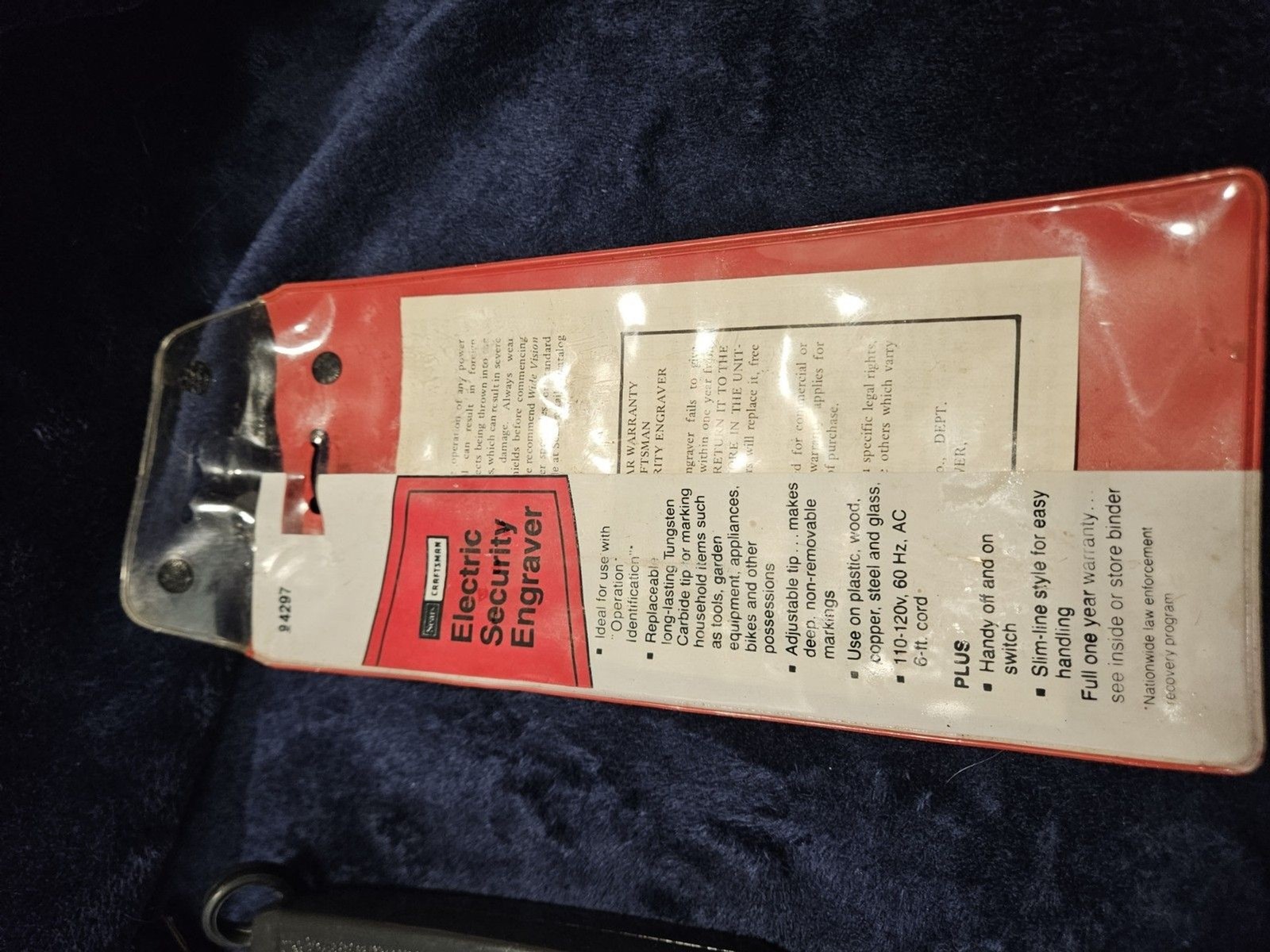 Vintage Craftsman Electric Security Engraver 8” Sears Fine/Medium/Heavy #94297