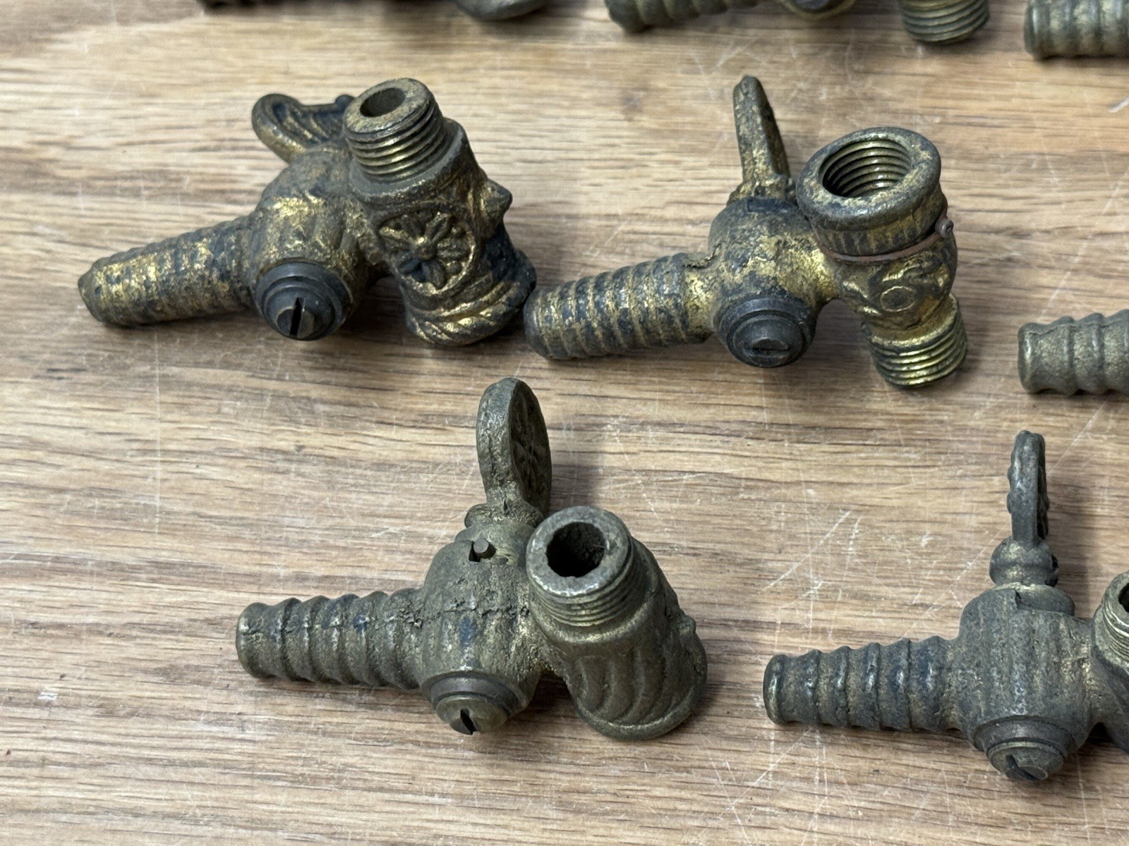 Vintage Brass Ornate Gas Valve Plumbing Bits Spigot Lot