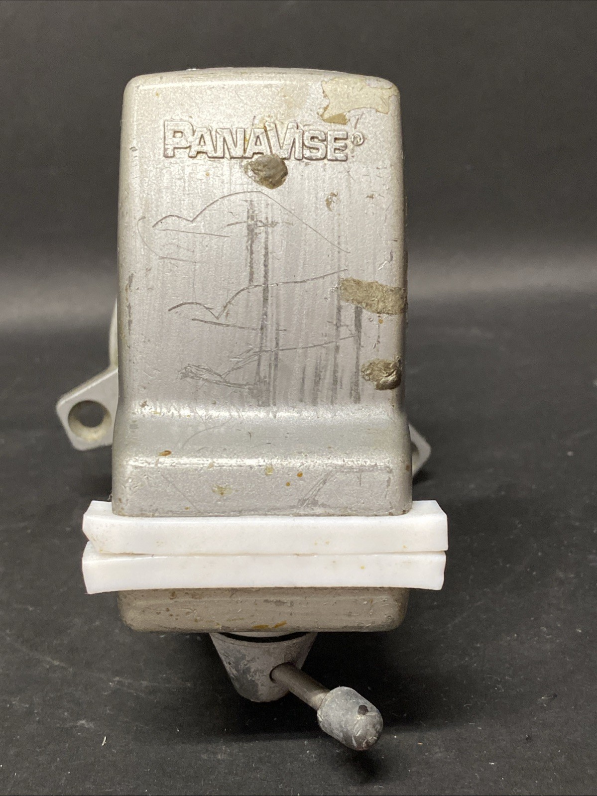 Vintage PANAVISE USA Cast Multi Angle Swivel Vise Bolt Down Base Plastic Jaw Z5b