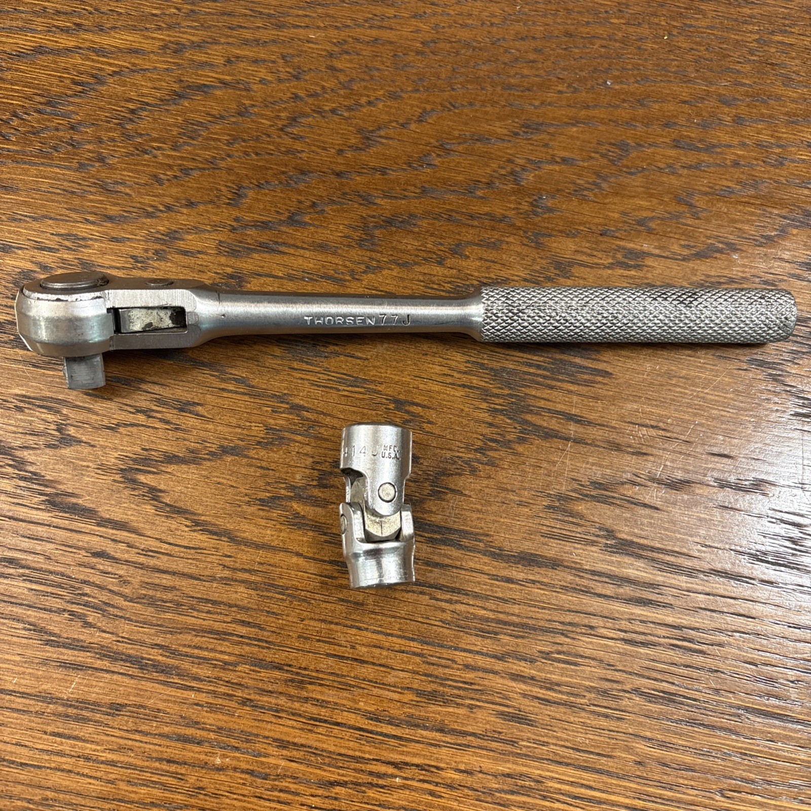 Thorsen 77J 3/8″ Drive Open Gear Ratchet & 414J 7/16” Universal Swivel Socket