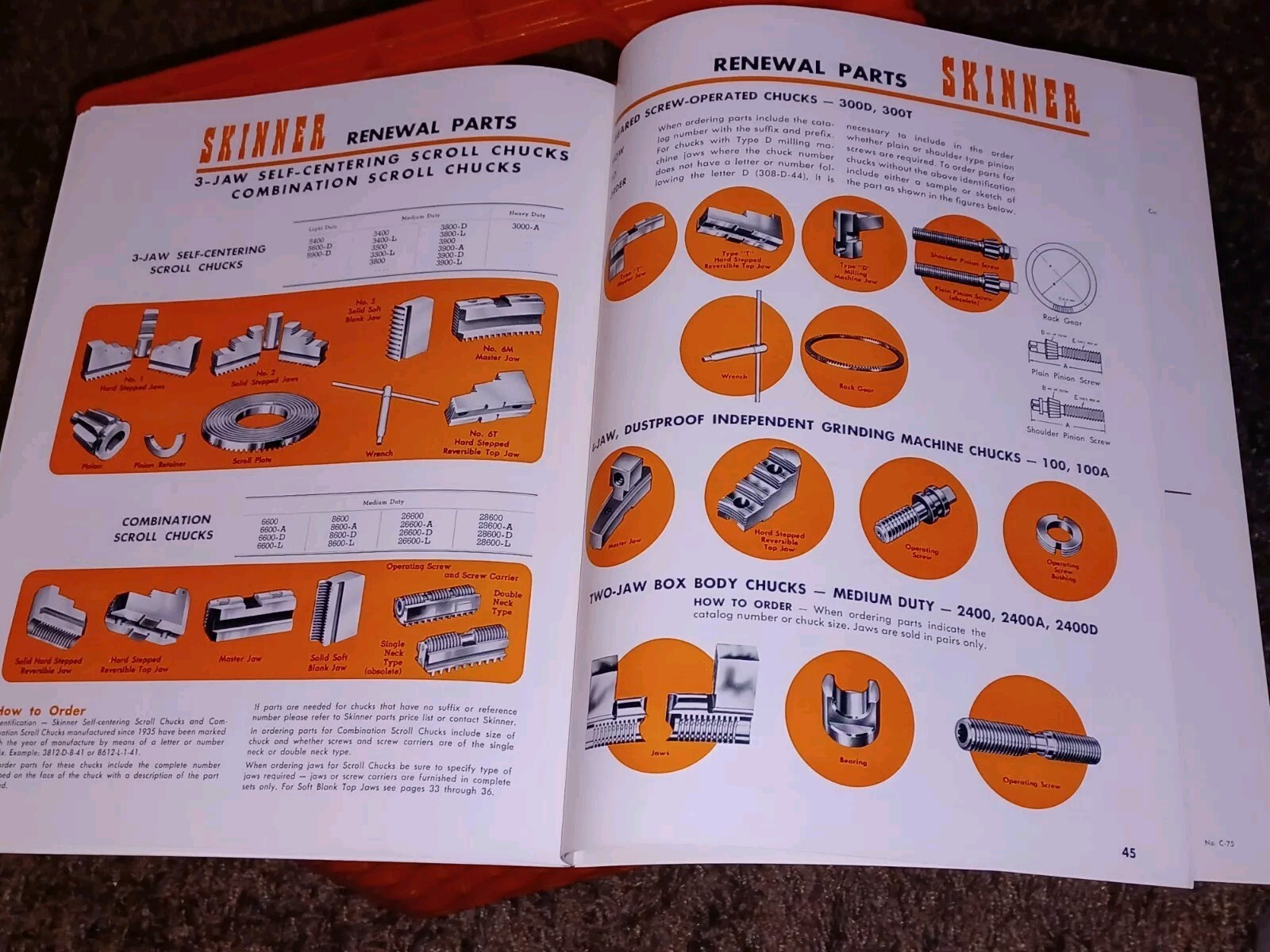 1964 SKINNER CHUCKS VISES COMPANY CATALOG #75 Hand Operated Soft Blank Top Jaws