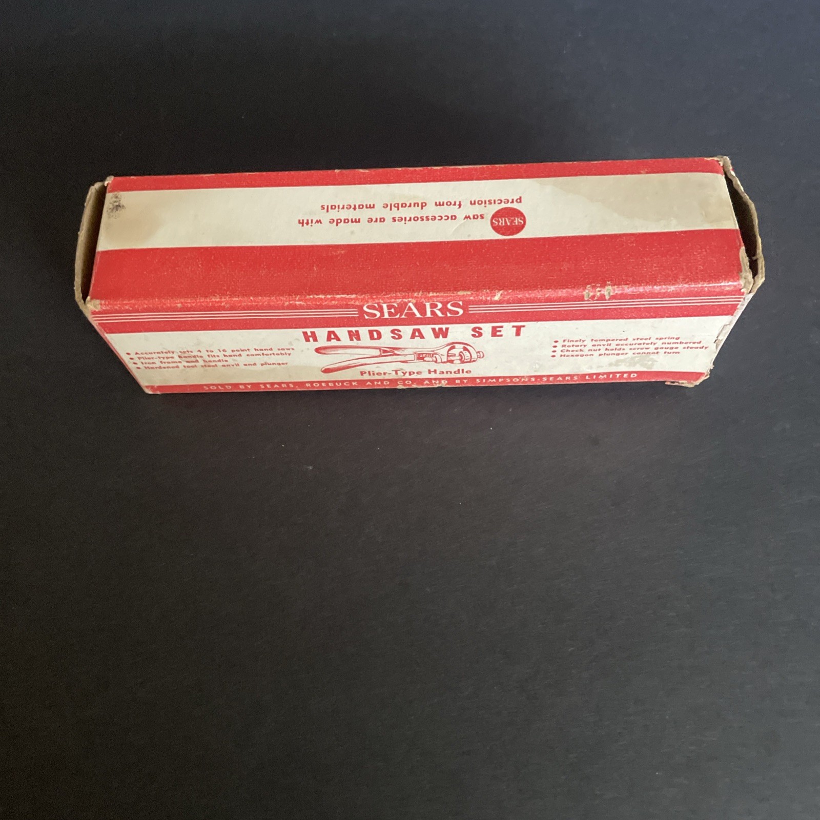 Vintage Sears Hand Saw Plier Handle Original Box And Round Empty Powder Tin