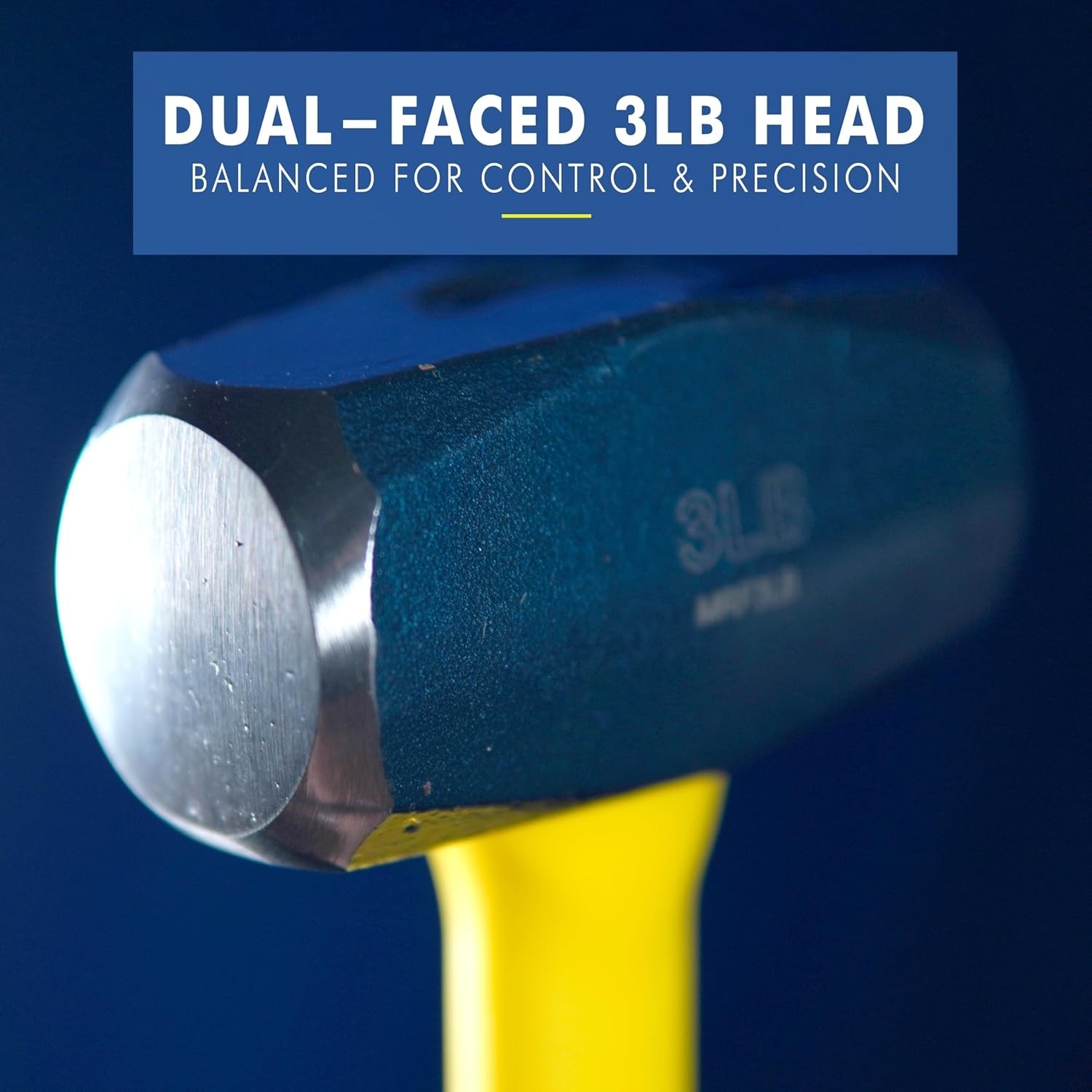 Sure Strike 3lb Drill/Crack Hammer with Fiberglass Handle & No-Slip Grip