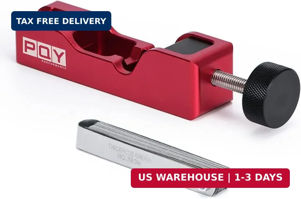 Universal Spark Plug Gap Gapping Tool with 32 Blade Feeler Gauge Red | Aluminum