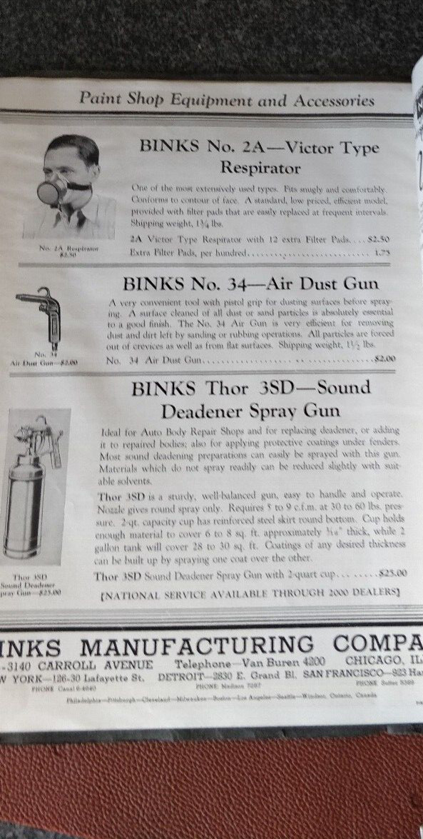 1937 Binks Spray Paint Gun Equipment Catalog #73 ~ Full detailed information
