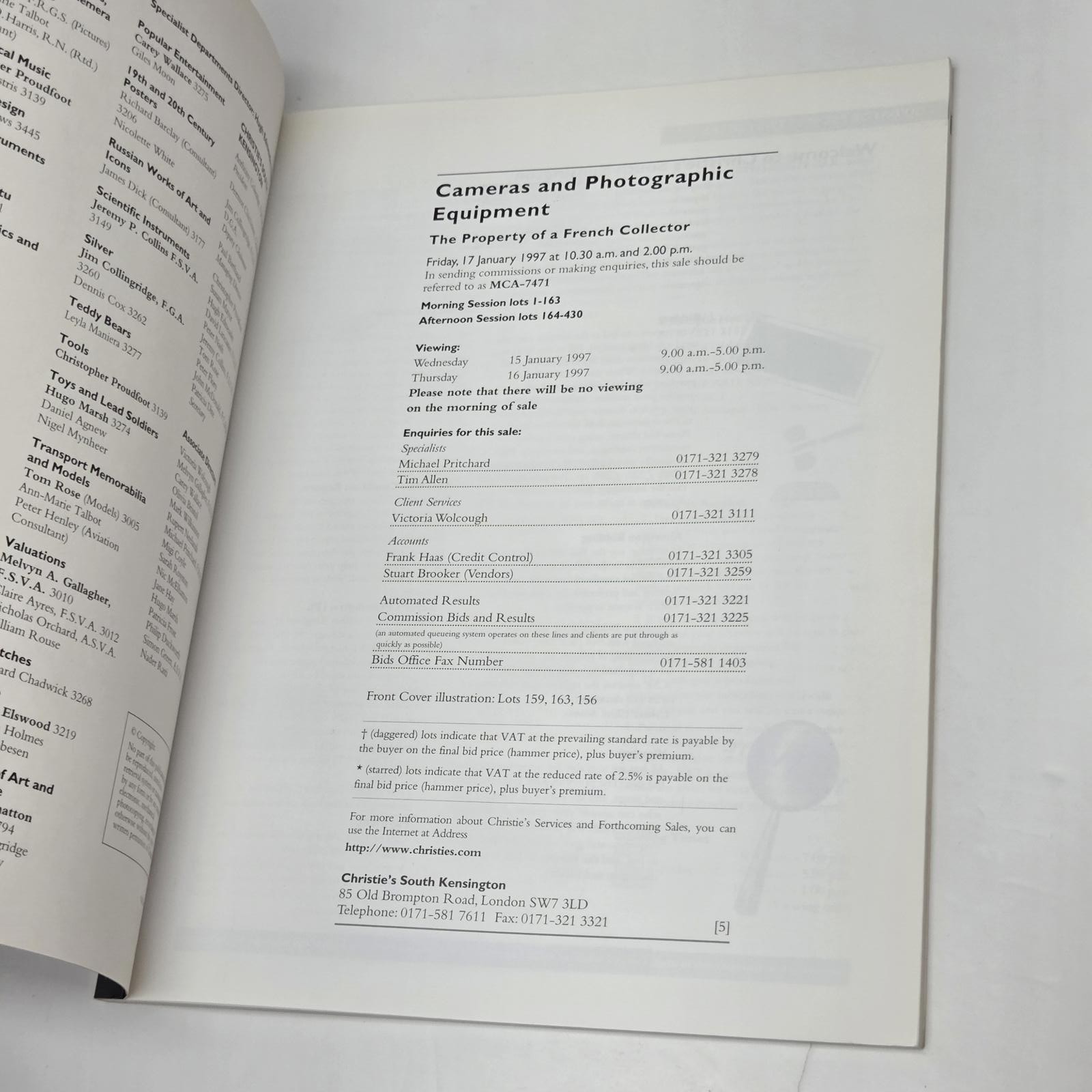 Christie’s South Kensington Cameras and Photographic Equipment Auction Catalogue
