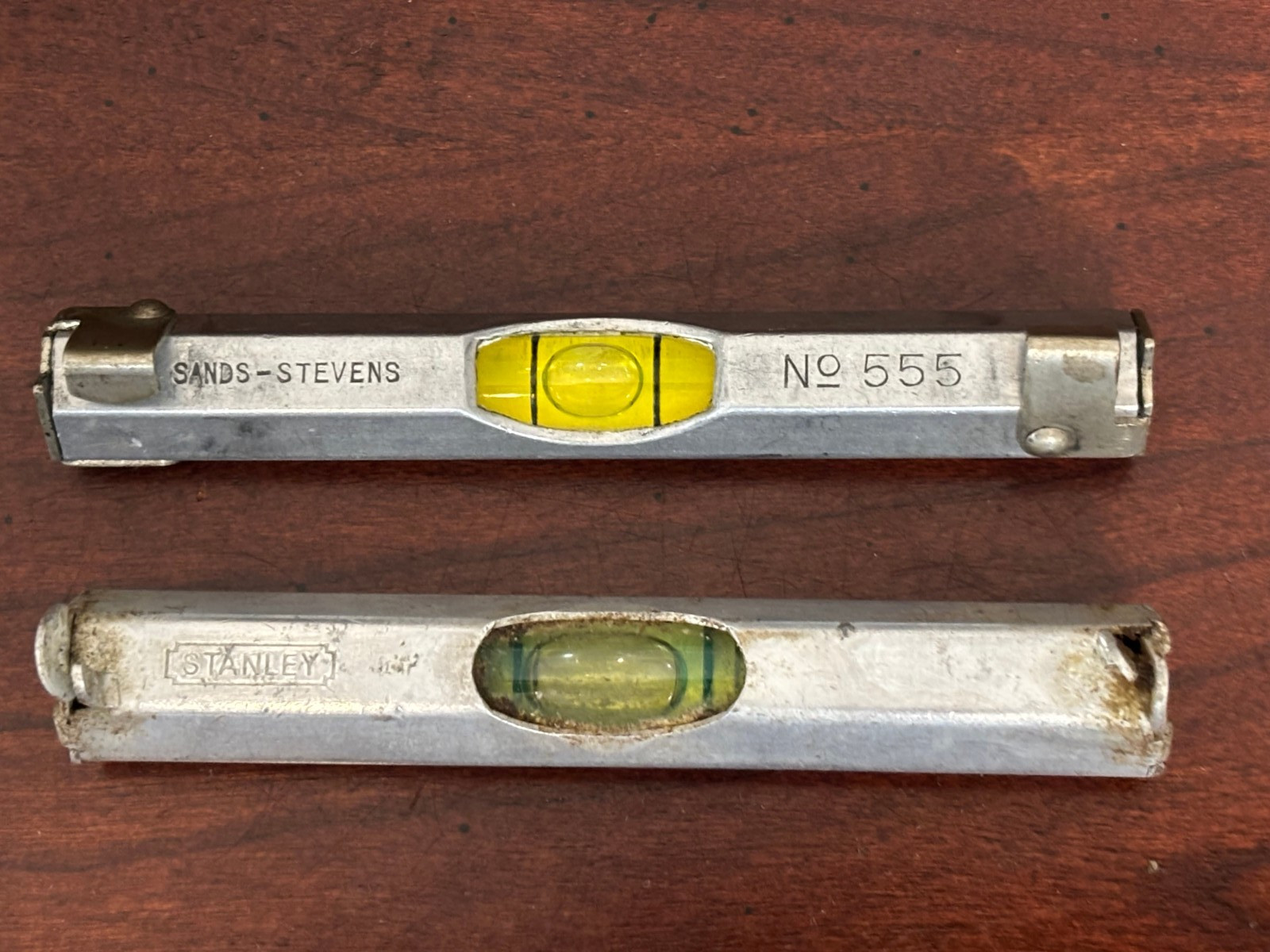 Lot of 2–3″ Aluminum String Line Levels-Stanley and Sands-Stevens #555