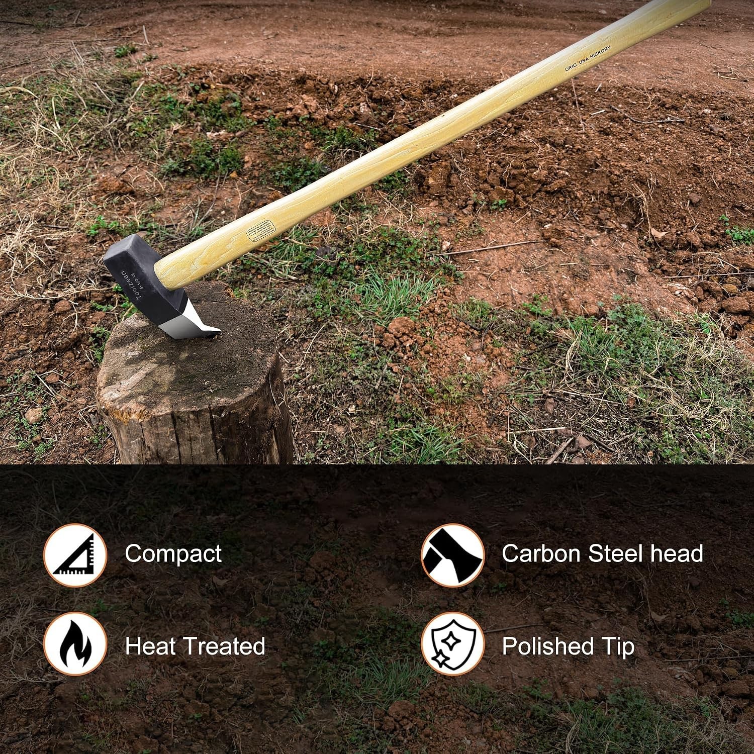 Heavy Duty 6.5 Lbs Splitting Maul Axe with 36″ Ergonomic Hickory Handle
