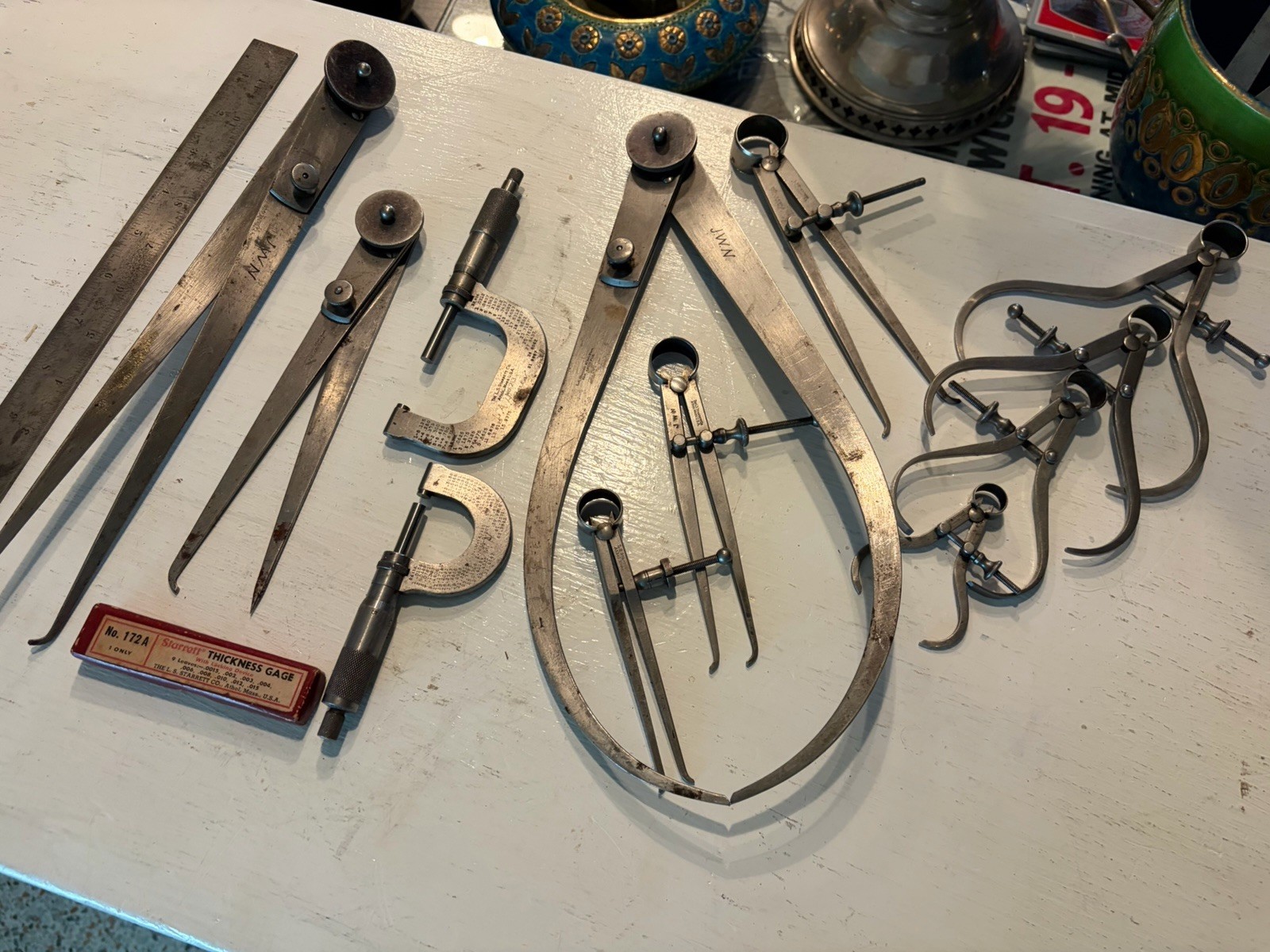 Vintage Lot Group Starrett Machinist Tools Calipers Micrometers Browne & Sharpe