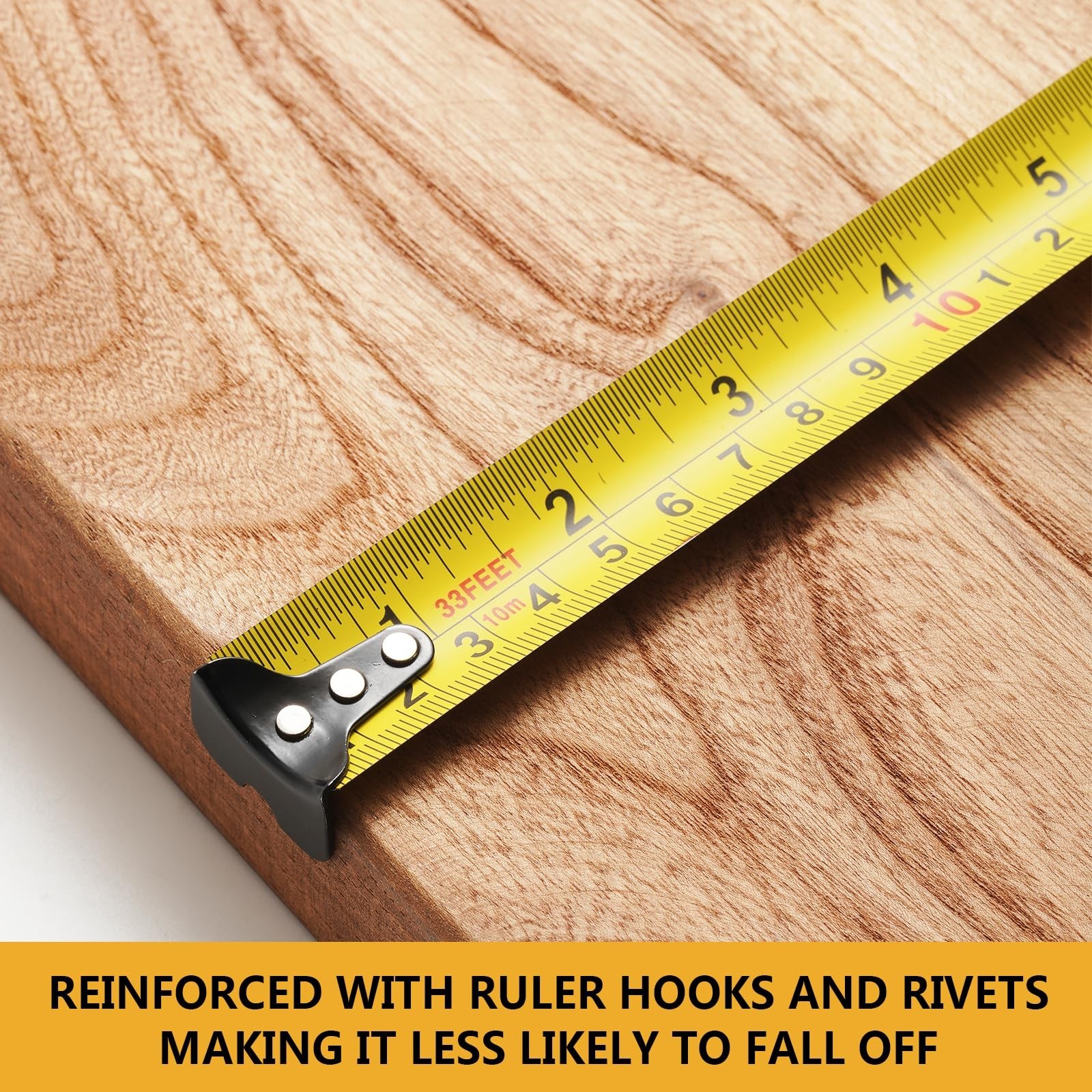33 FT Tape Measures, with Fractions, Heavy-Duty Self-Locking Retractable Meas…