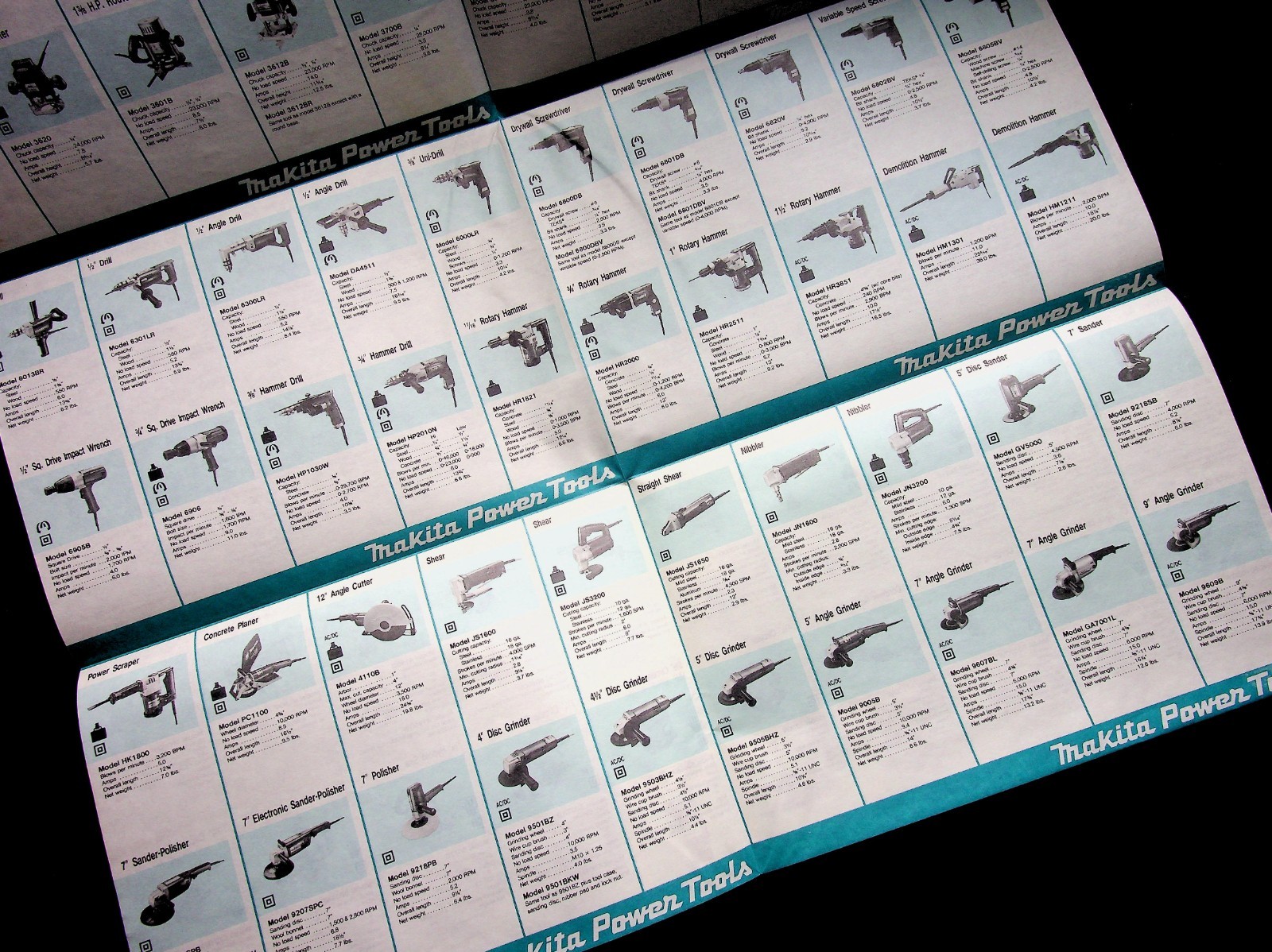 Vtg 1988 Makita Power Tools Fold-Out Catalog