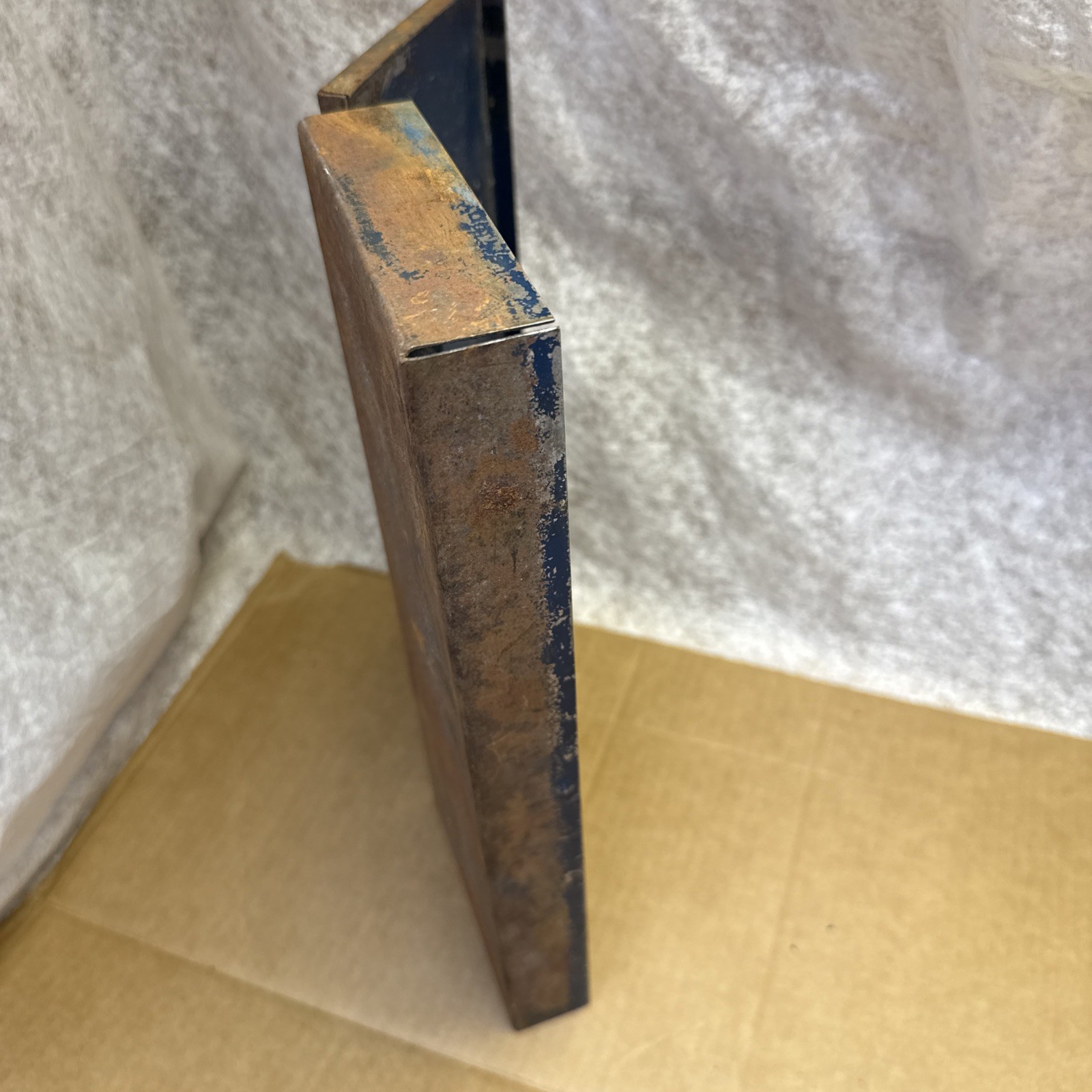 Vintage Industrial Solid Steel Box Blue With A Great Patina.