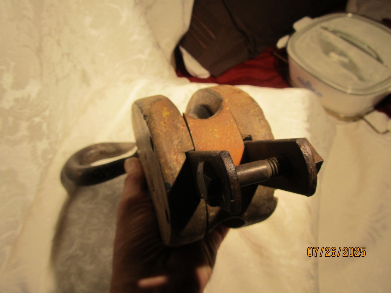 Vintage Boston & Lockport Block Star Wooden Pulley w/Iron Bushing Made in USA