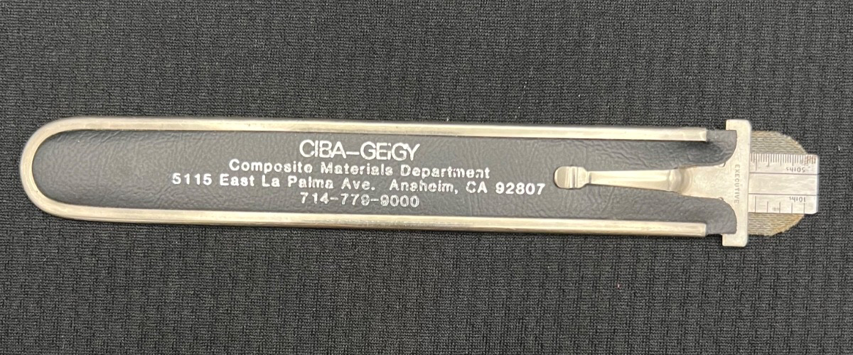 Executive Pocket Rule w/Sheath – CIBA-GEIGY Advertisement – Stainless Steel- USA