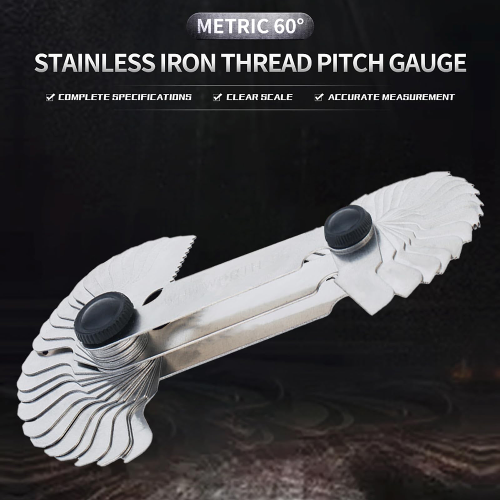 OriGlam Screw Thread Pitch Cutting Gauge Tool, Stainless Steel Metric silver